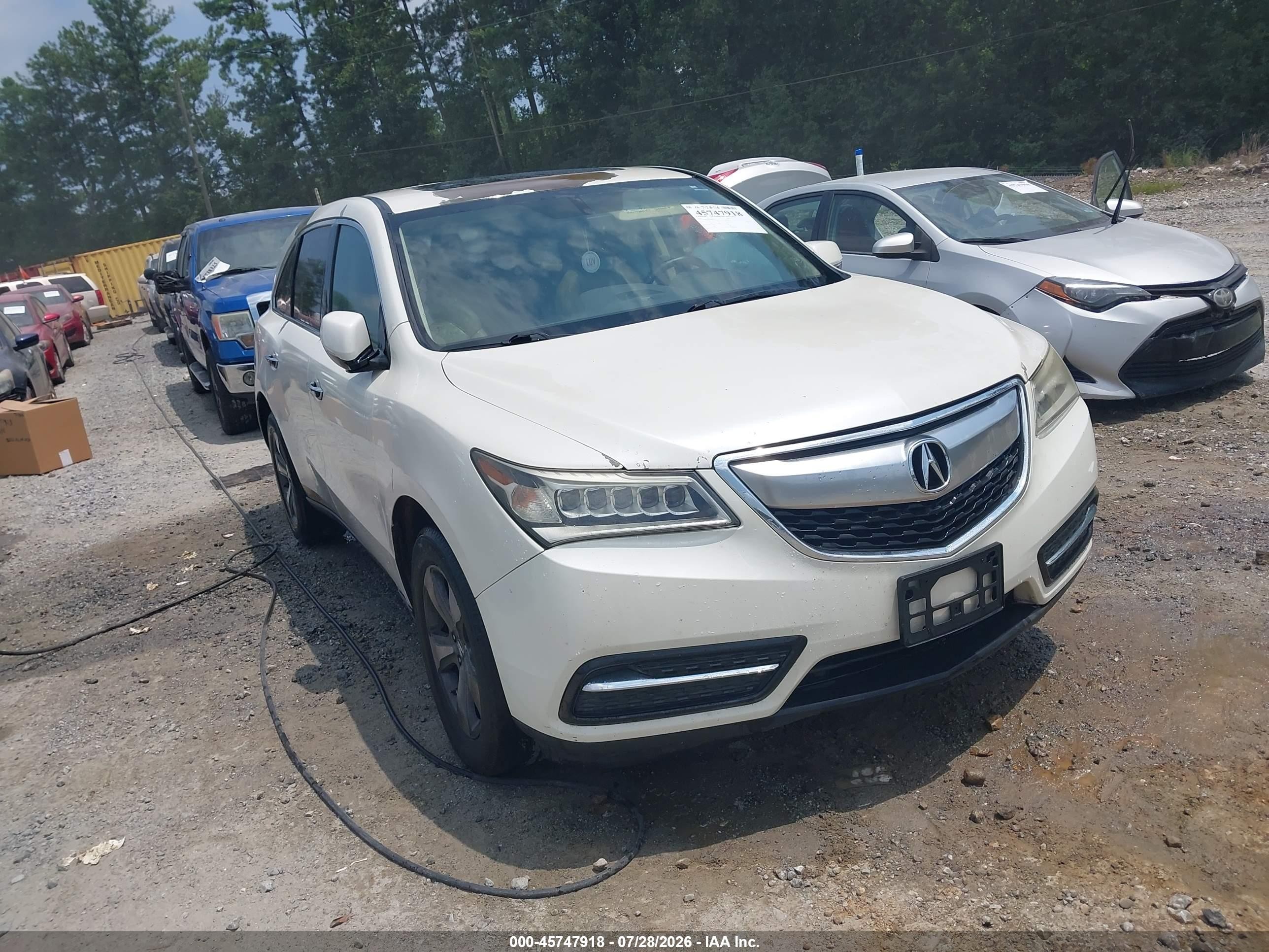 2014 Acura Mdx   White vin: 5FRYD3H2XEB007432
