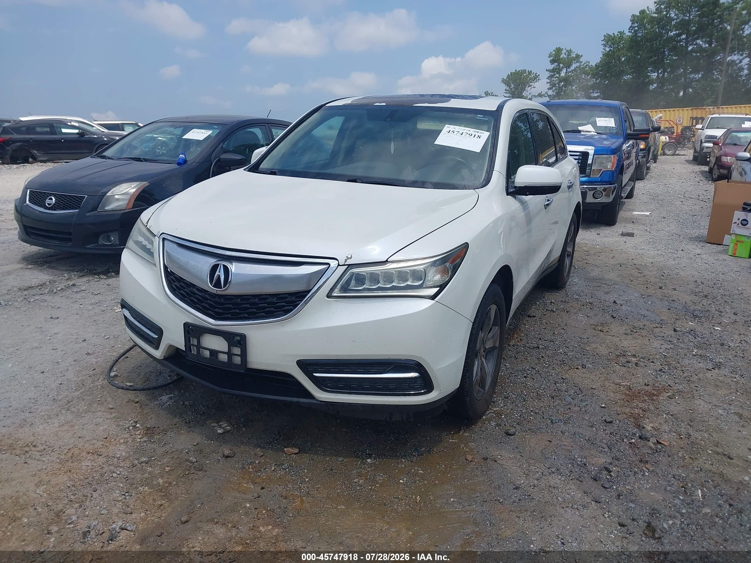 2014 Acura Mdx   White vin: 5FRYD3H2XEB007432