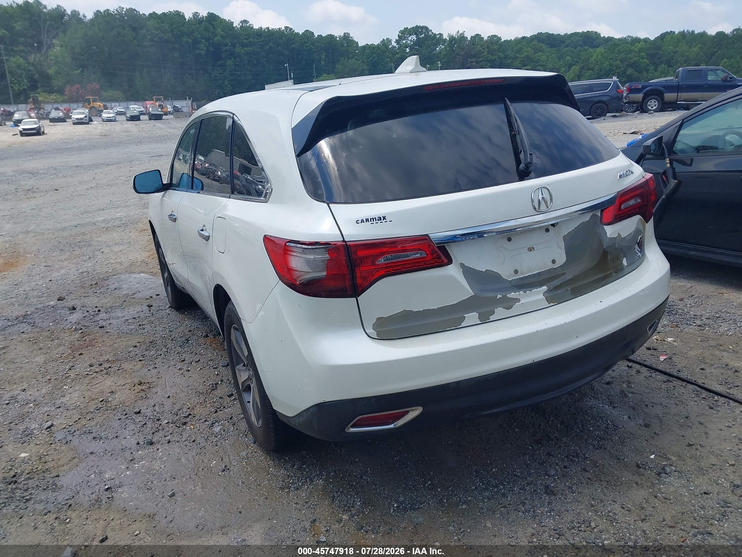 2014 Acura Mdx   White vin: 5FRYD3H2XEB007432