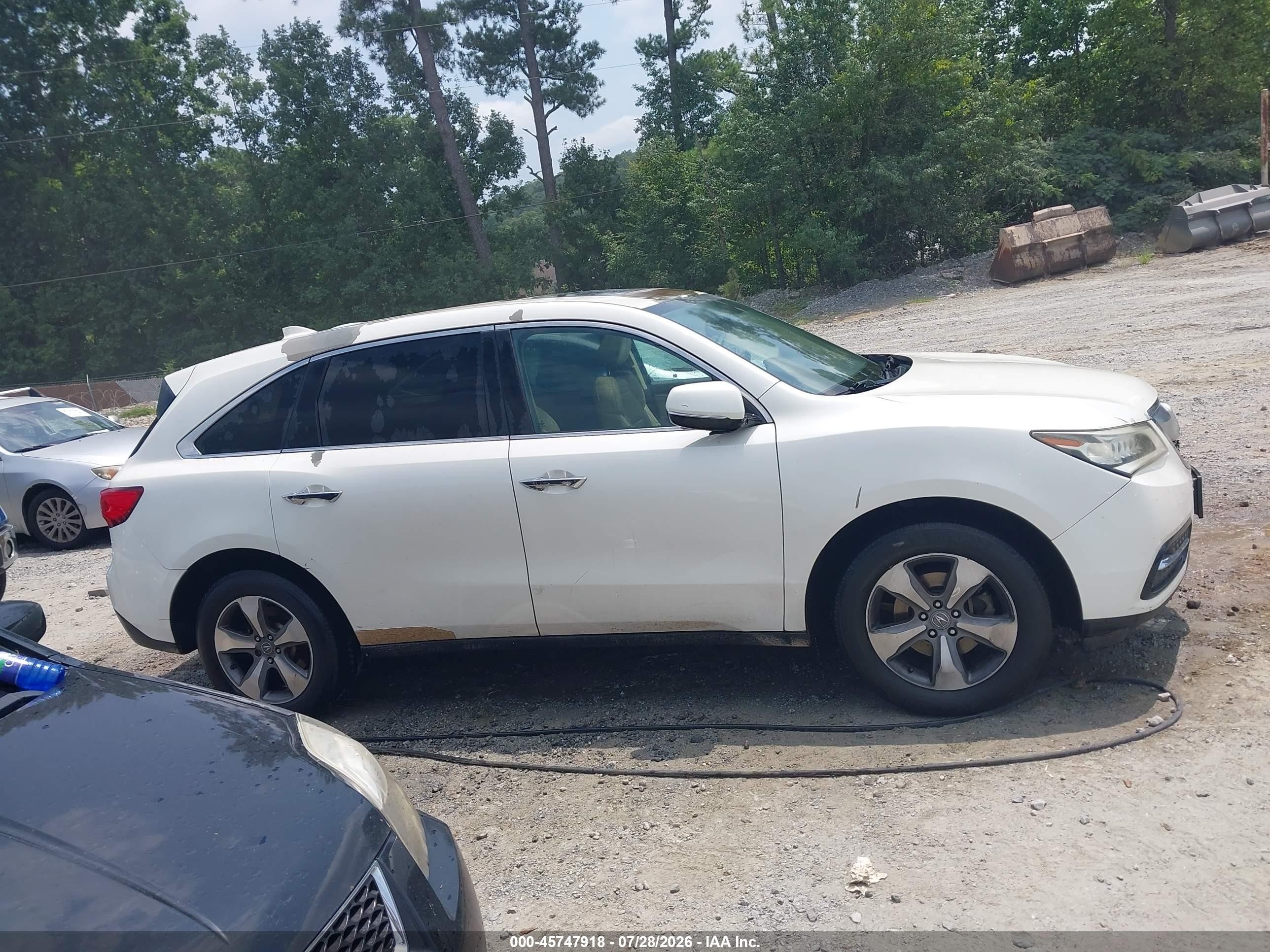 2014 Acura Mdx   White vin: 5FRYD3H2XEB007432