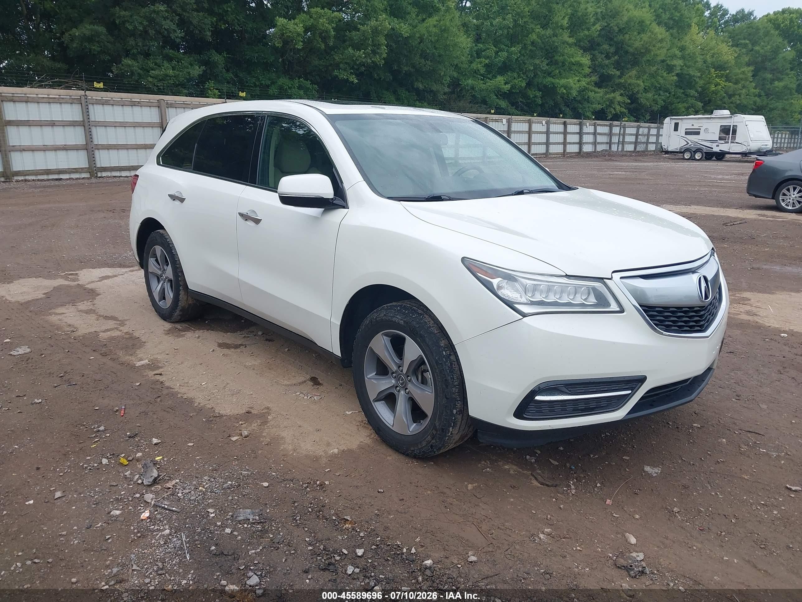 2015 Acura Mdx   White vin: 5FRYD3H2XFB012910