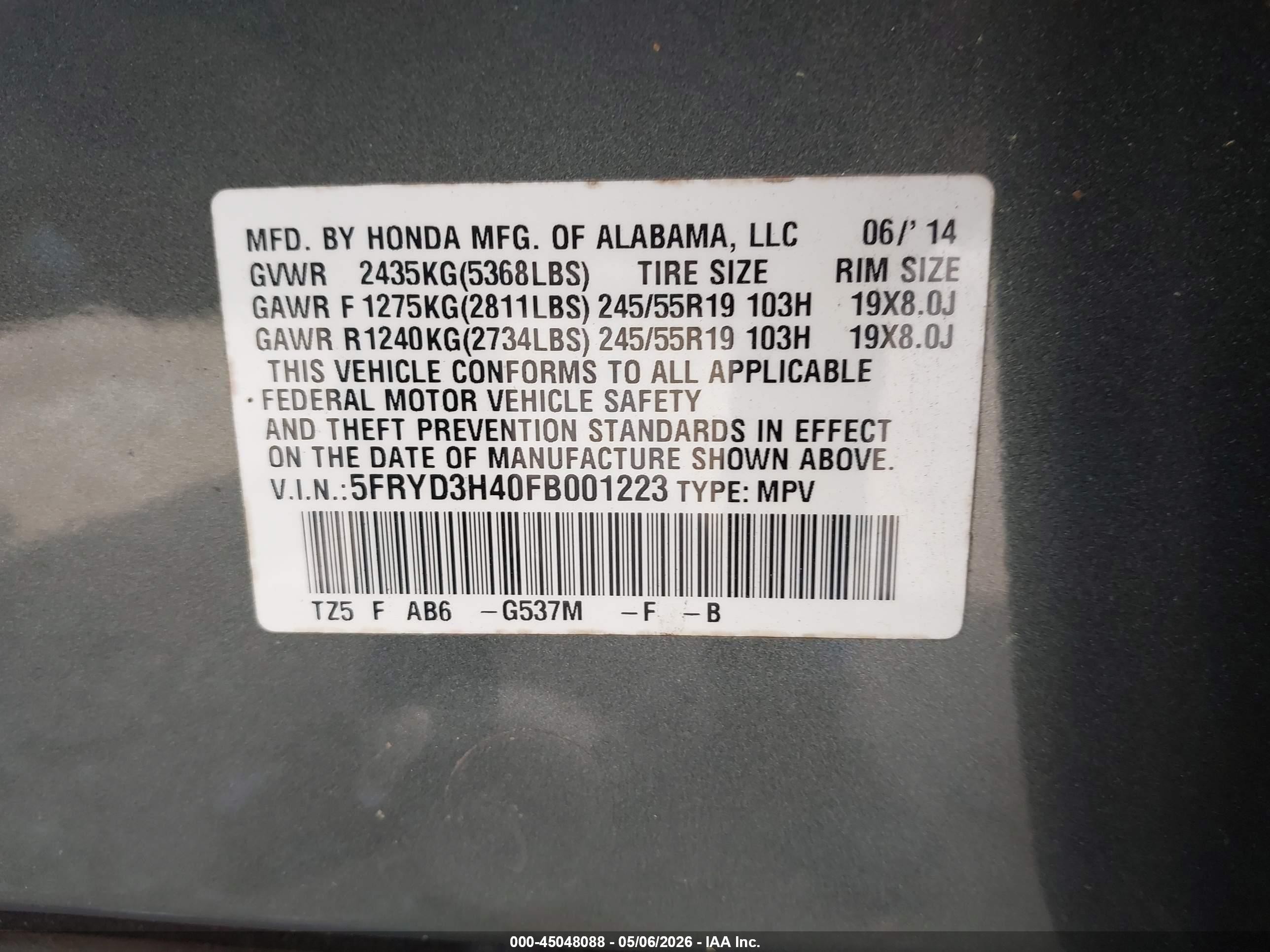 2015 Acura Mdx Technology Package Gray vin: 5FRYD3H40FB001223