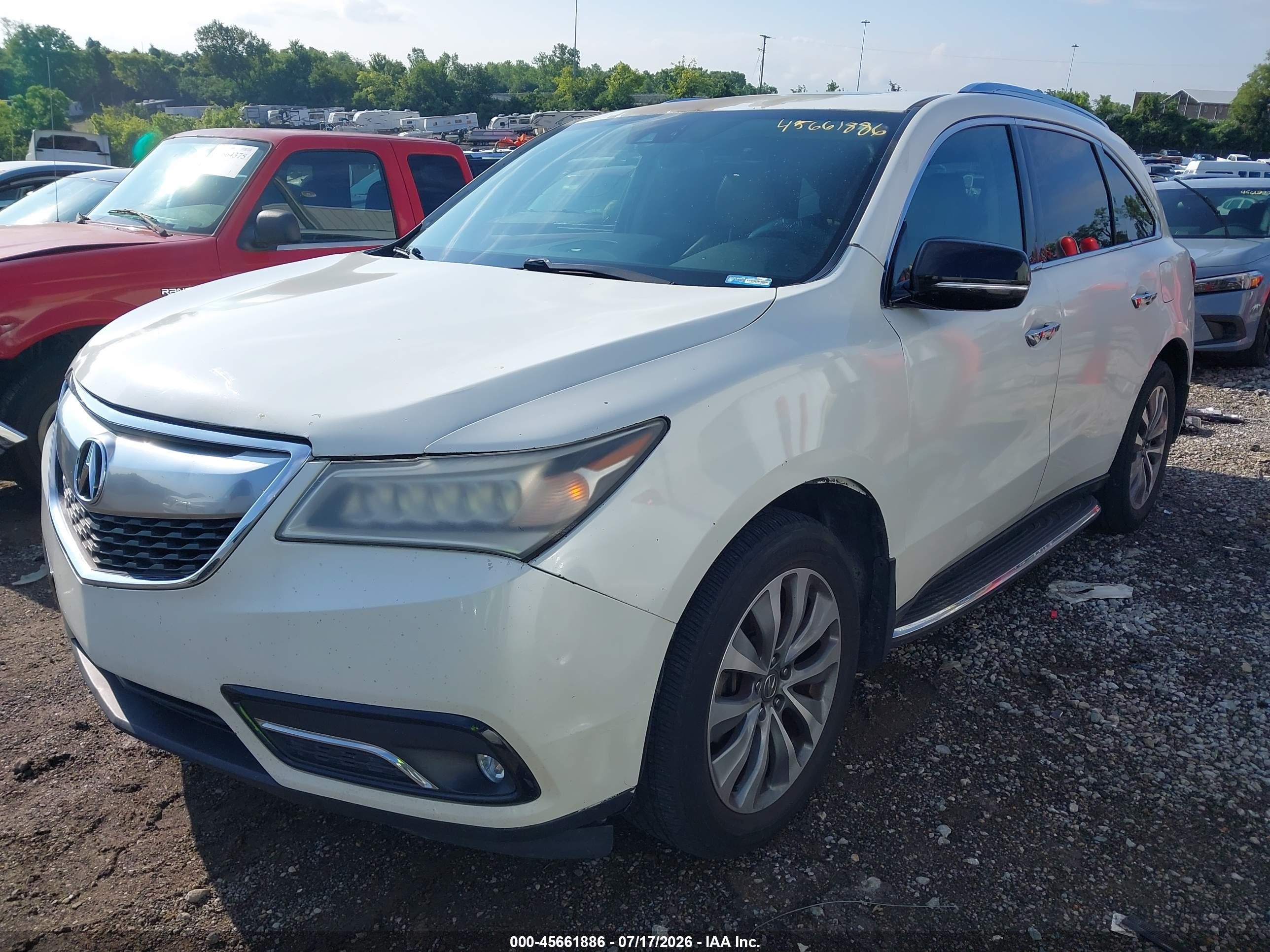 2014 Acura Mdx Technology Package White vin: 5FRYD3H44EB009744