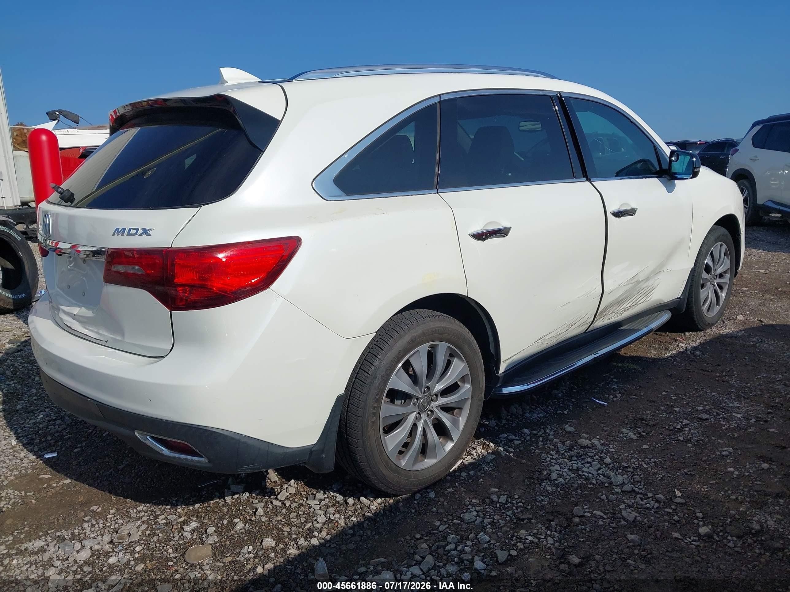 2014 Acura Mdx Technology Package White vin: 5FRYD3H44EB009744