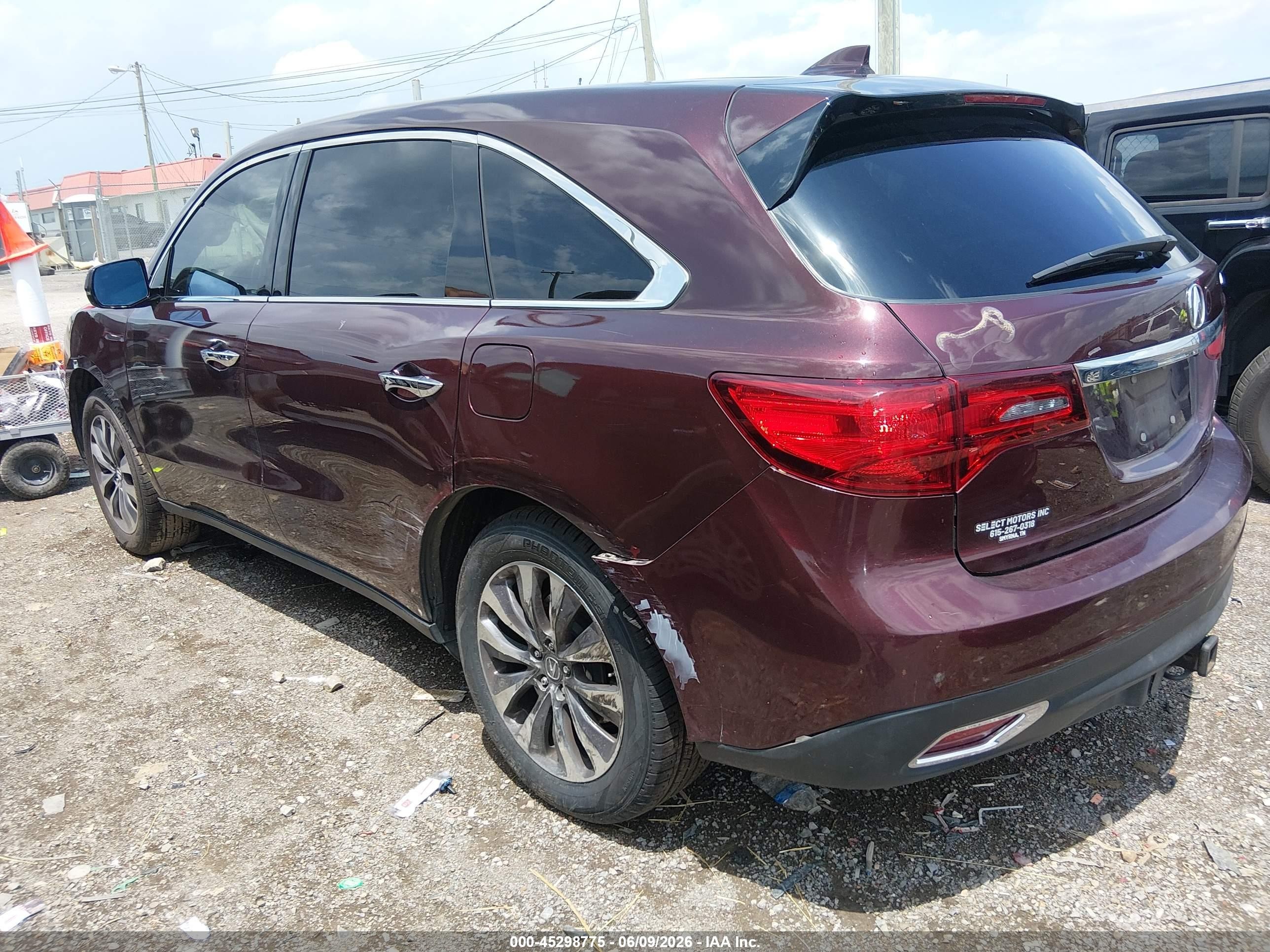 2014 Acura Mdx Technology Package Burgundy vin: 5FRYD3H44EB019092