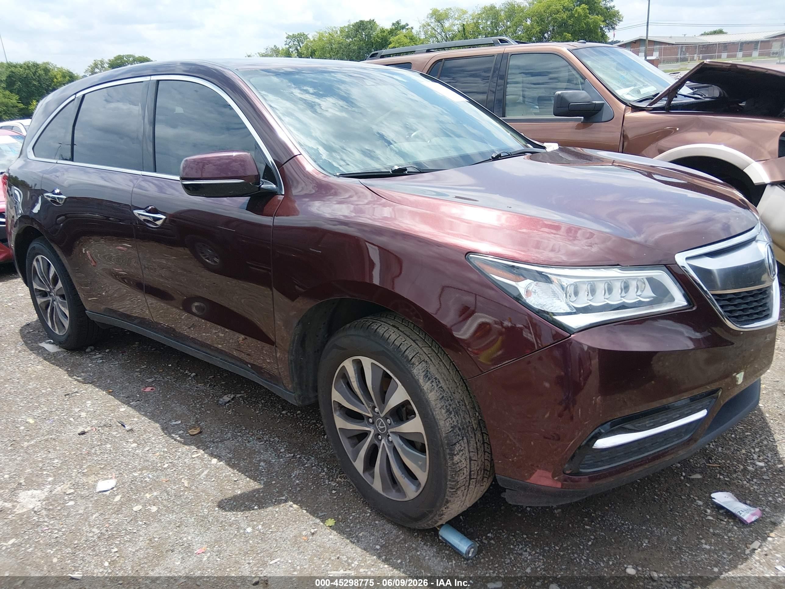 2014 Acura Mdx Technology Package Burgundy vin: 5FRYD3H44EB019092