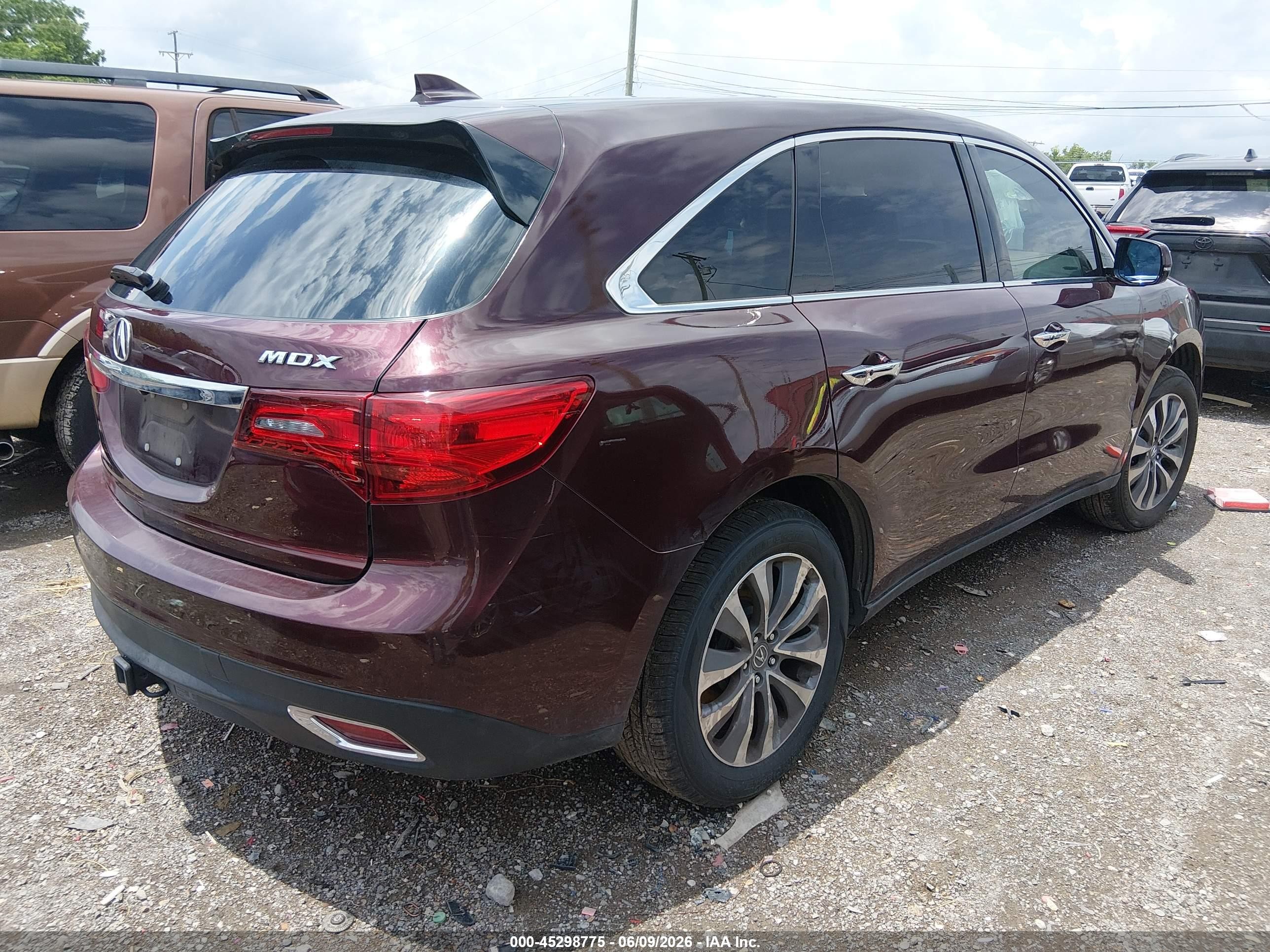 2014 Acura Mdx Technology Package Burgundy vin: 5FRYD3H44EB019092