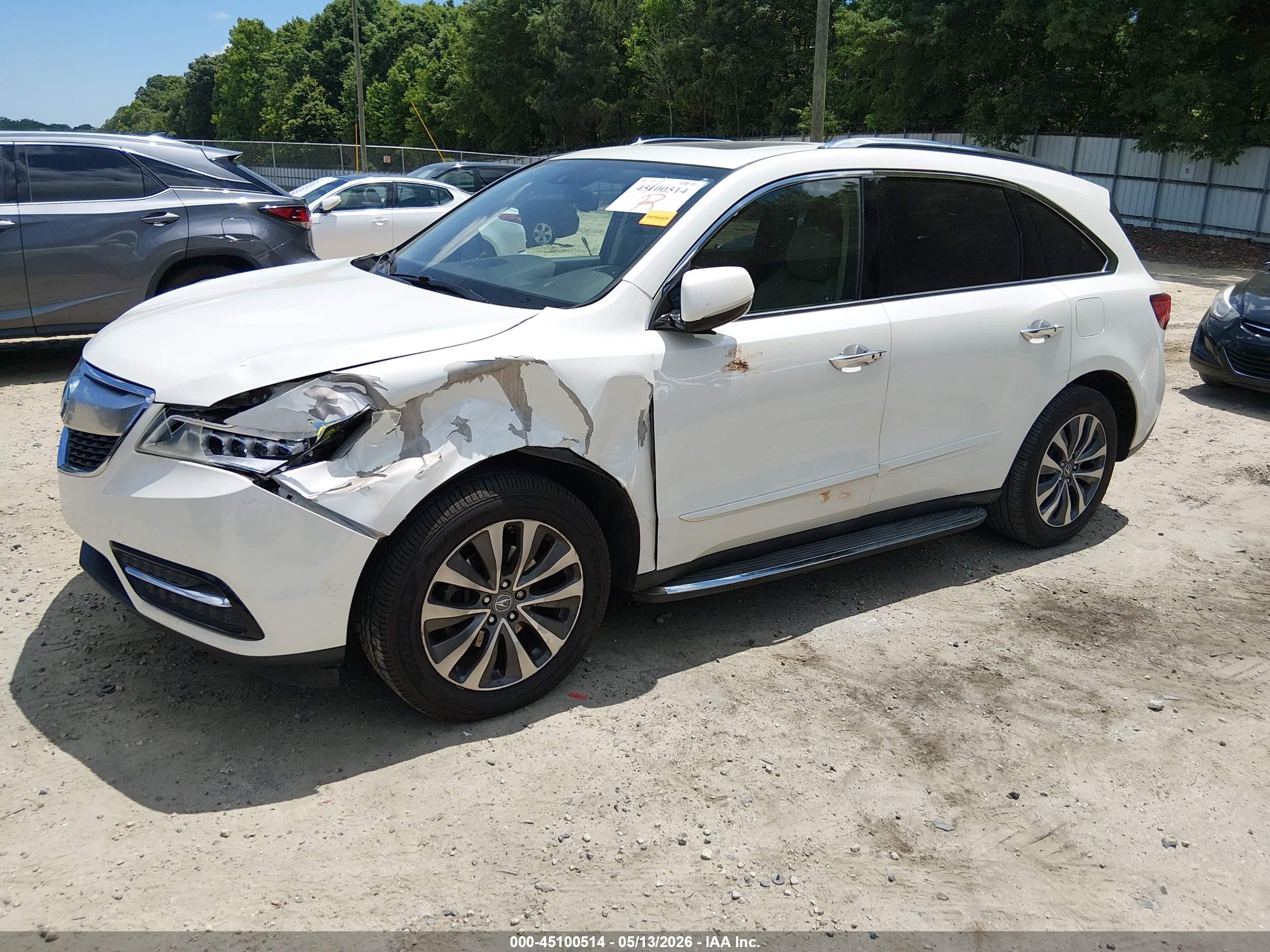 2015 Acura Mdx Technology Package White vin: 5FRYD3H44FB012886