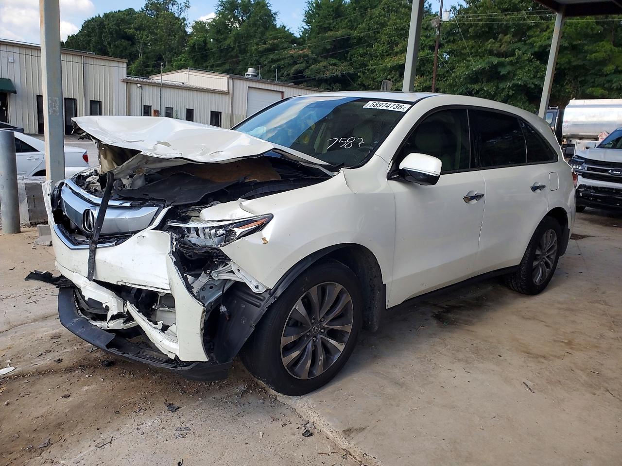 2014 Acura Mdx Technology White vin: 5FRYD3H45EB007582