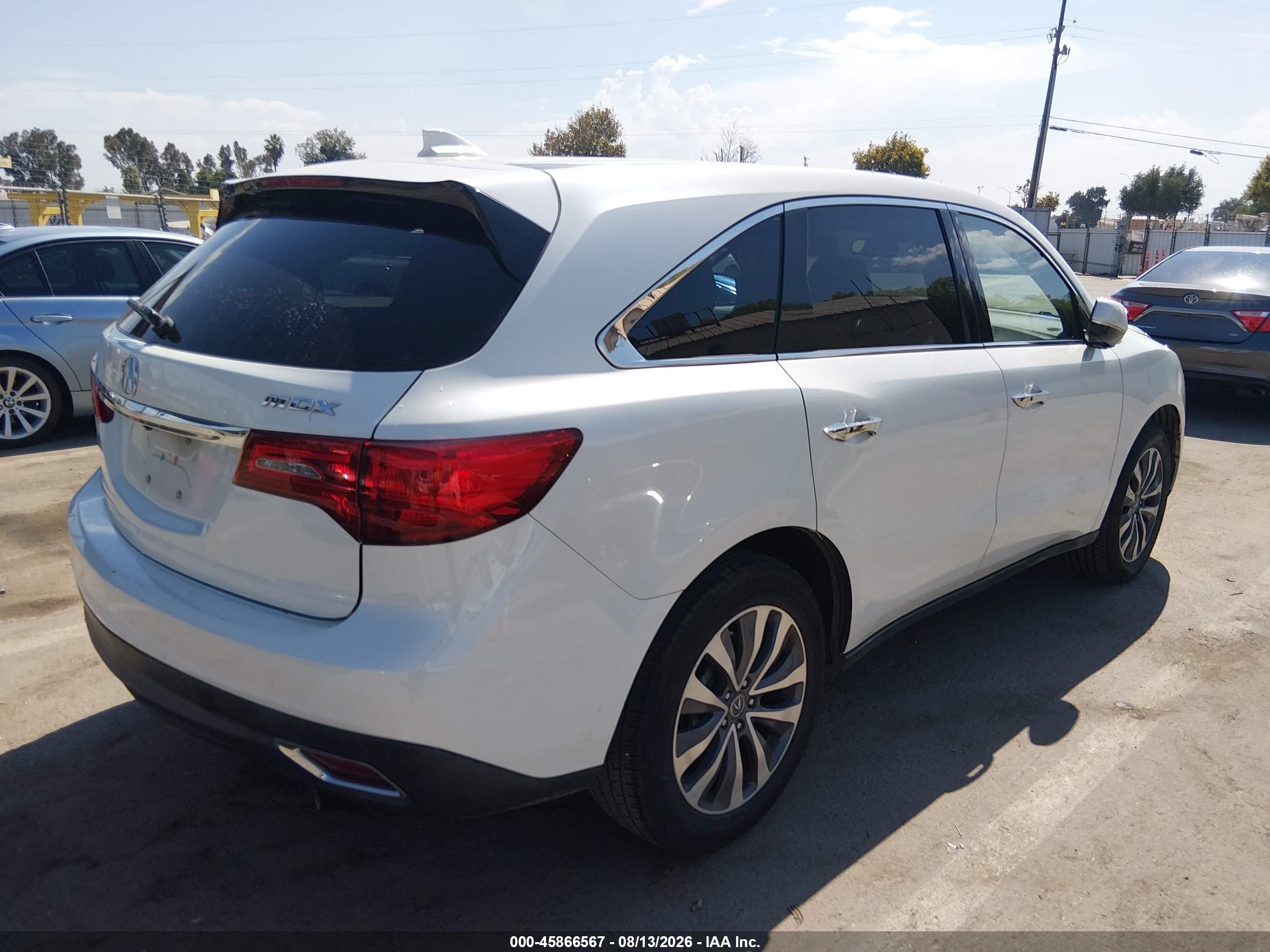 2015 Acura Mdx Technology Package White vin: 5FRYD3H45FB001007
