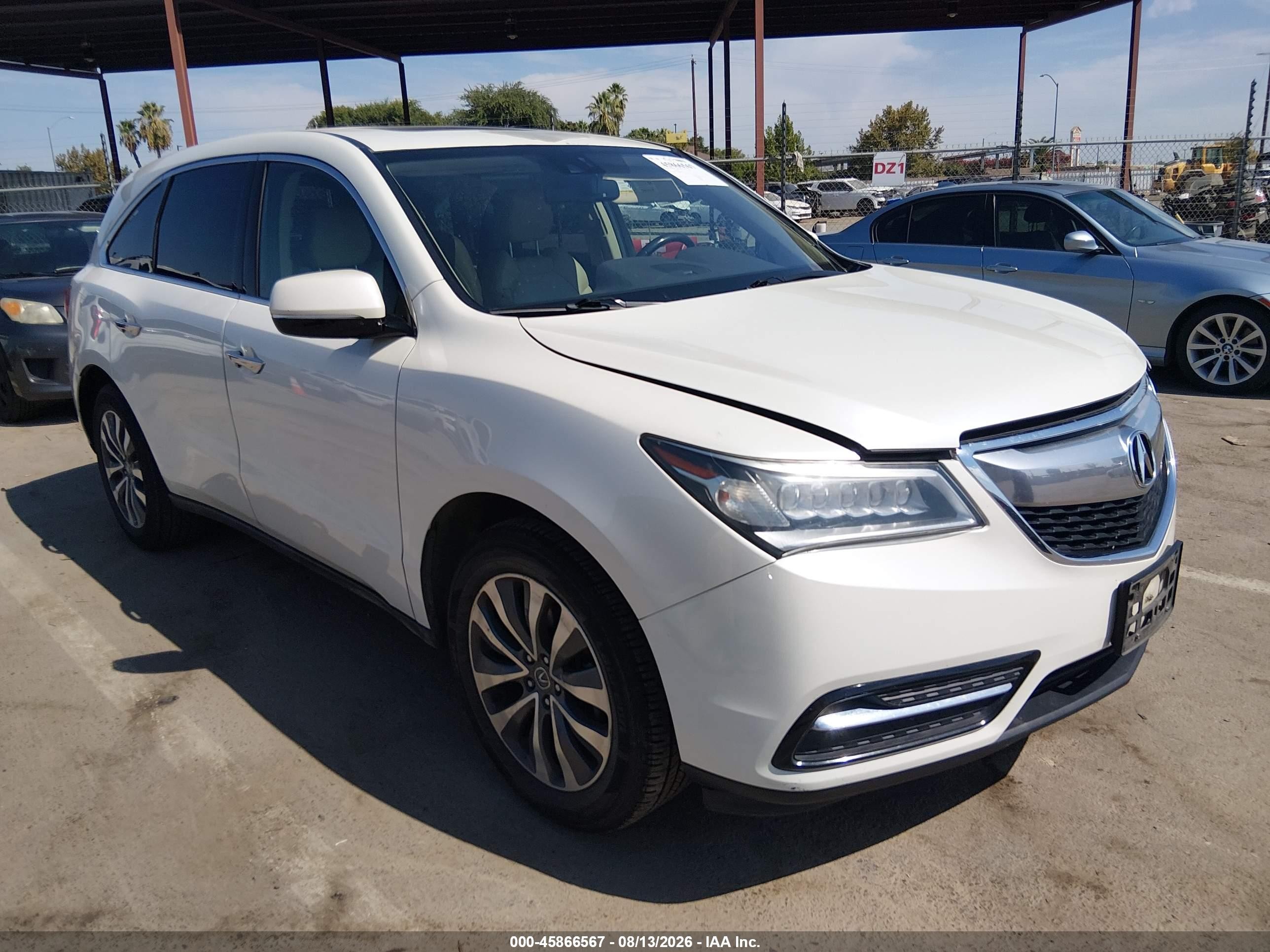 2015 Acura Mdx Technology Package White vin: 5FRYD3H45FB001007