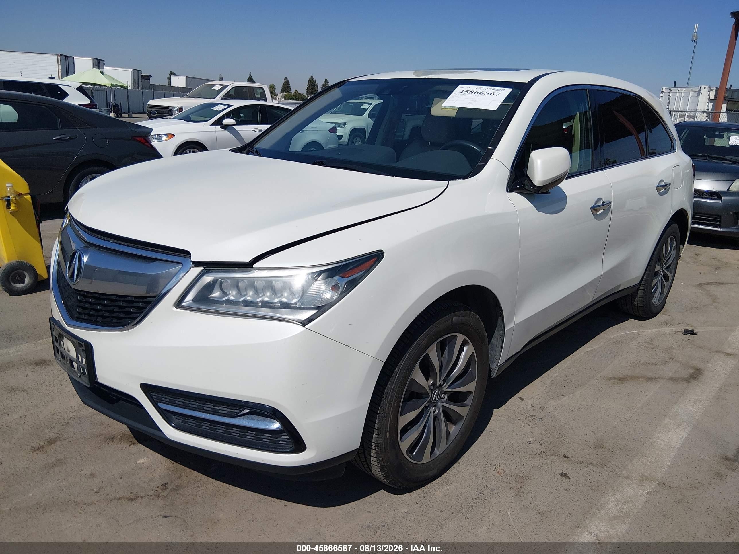 2015 Acura Mdx Technology Package White vin: 5FRYD3H45FB001007
