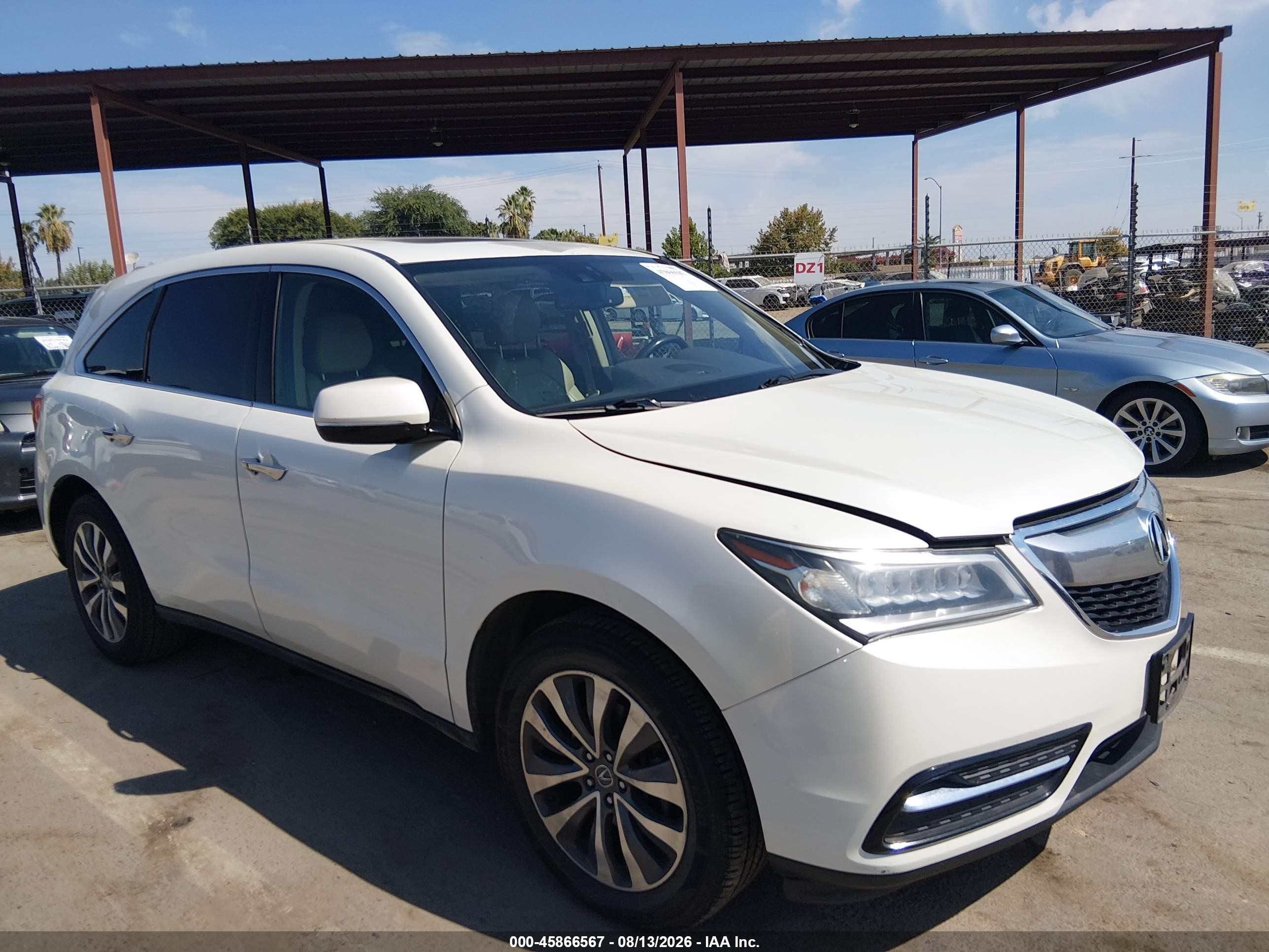 2015 Acura Mdx Technology Package White vin: 5FRYD3H45FB001007