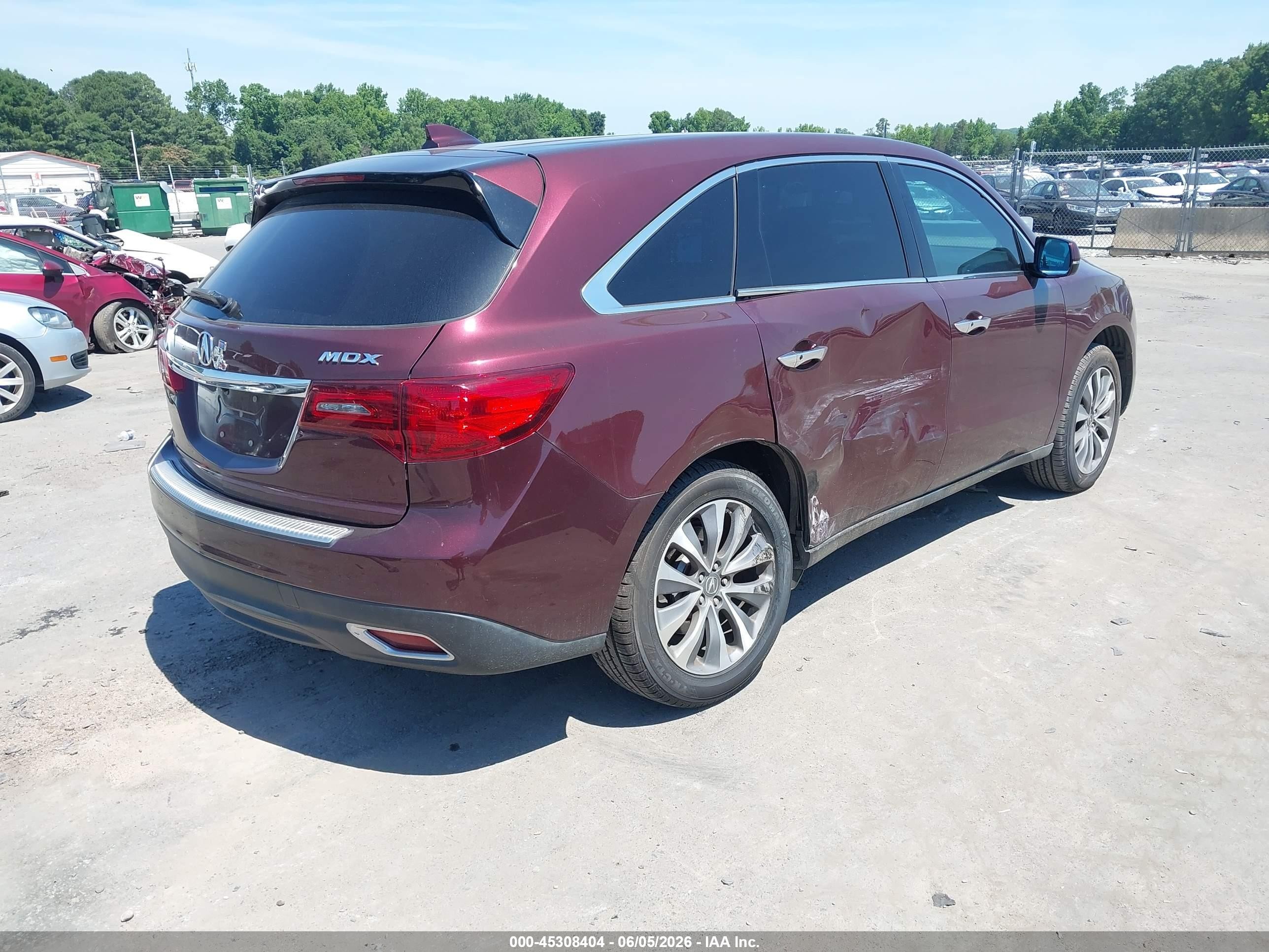 2014 Acura Mdx Technology Package Maroon vin: 5FRYD3H46EB004464