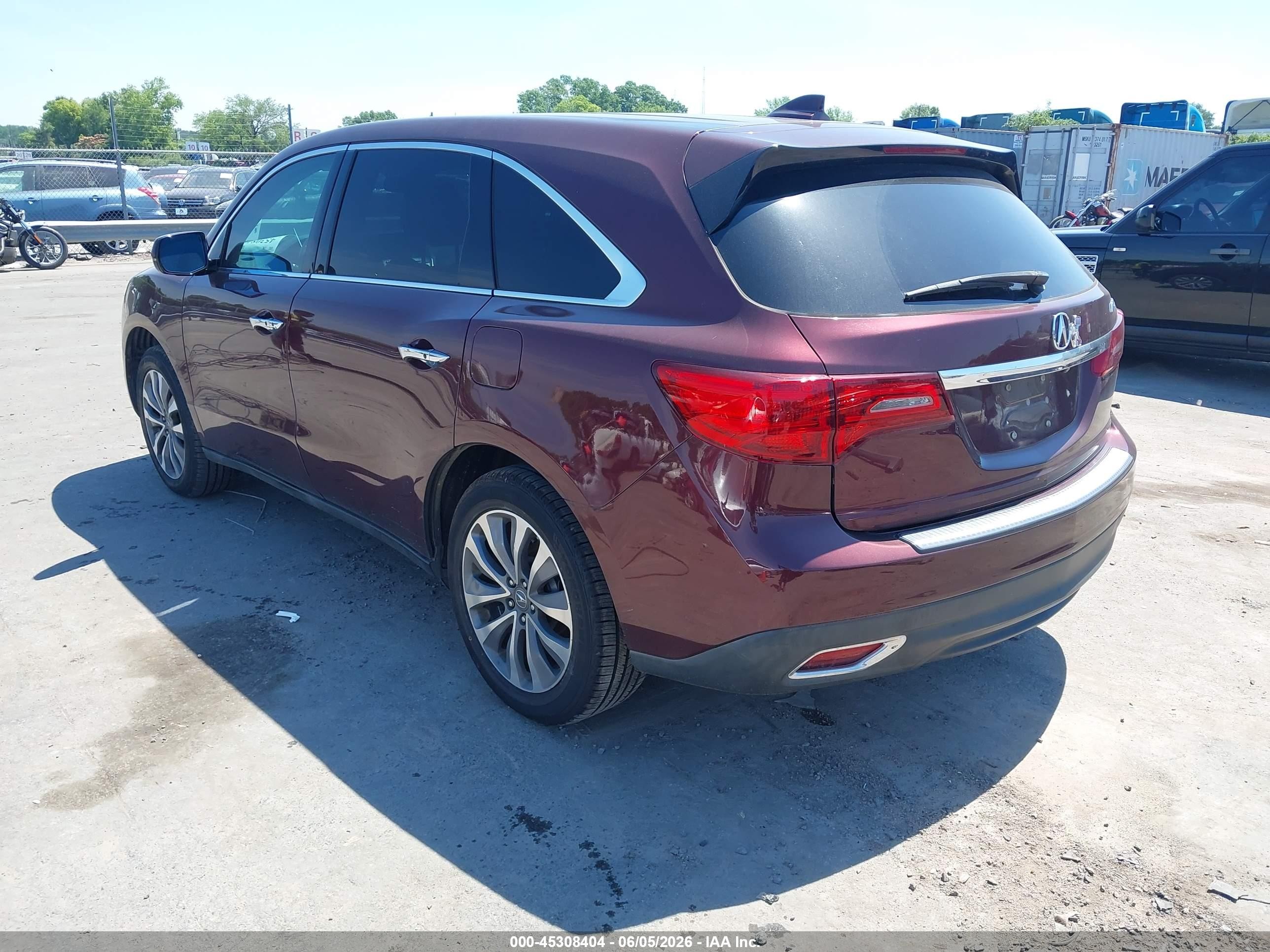 2014 Acura Mdx Technology Package Maroon vin: 5FRYD3H46EB004464
