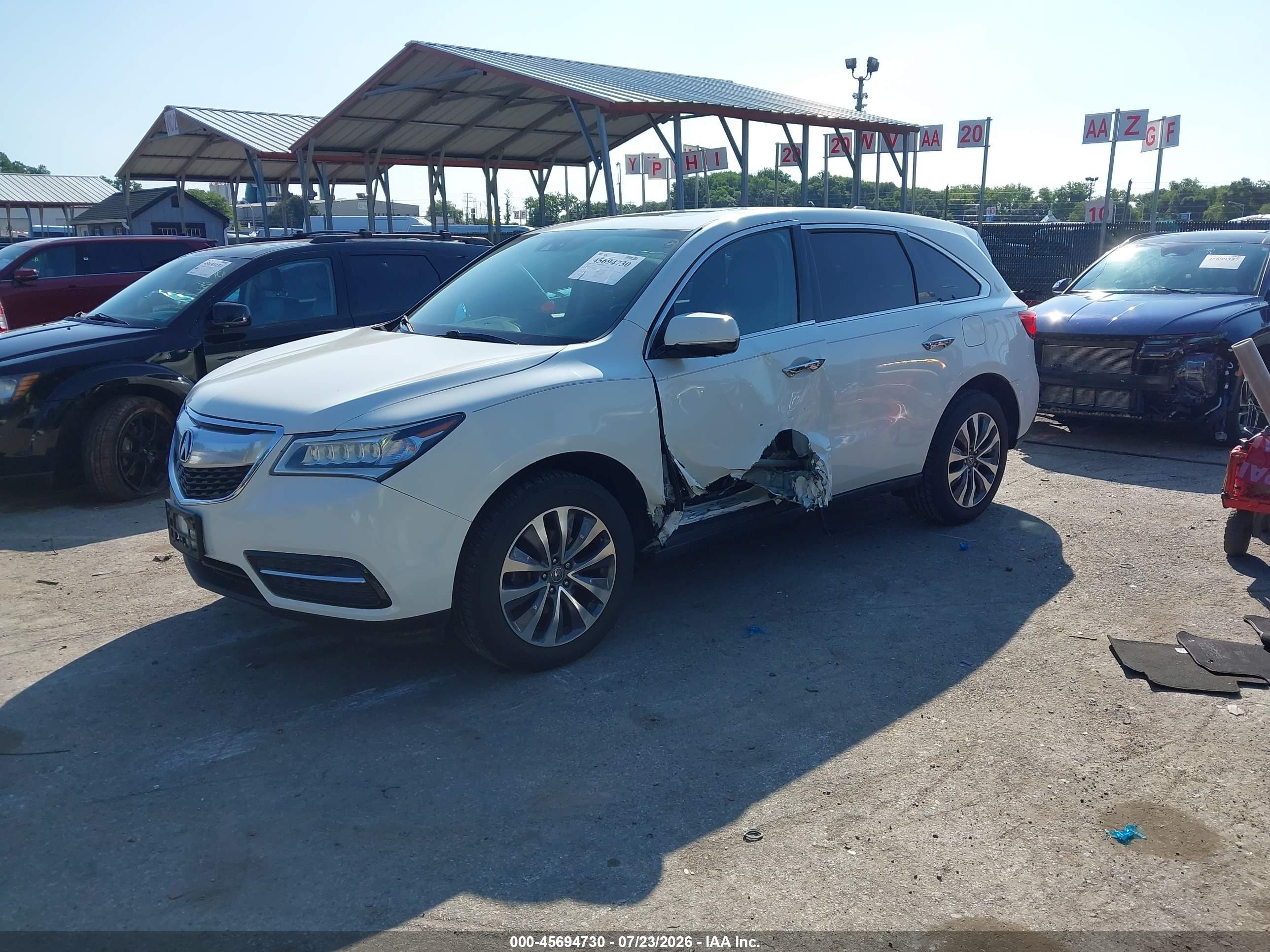 2014 Acura Mdx Technology Package White vin: 5FRYD3H46EB012404
