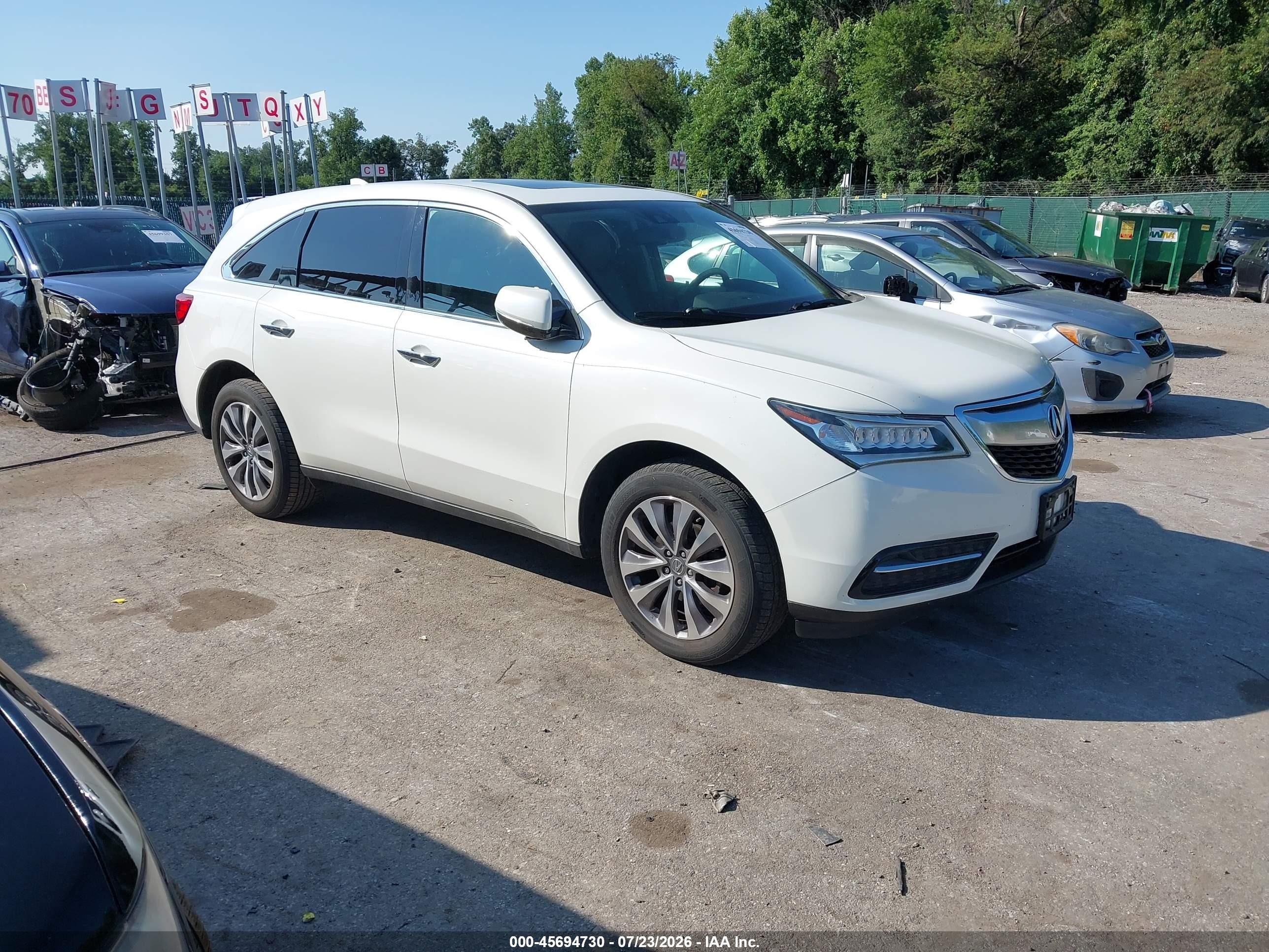 2014 Acura Mdx Technology Package White vin: 5FRYD3H46EB012404