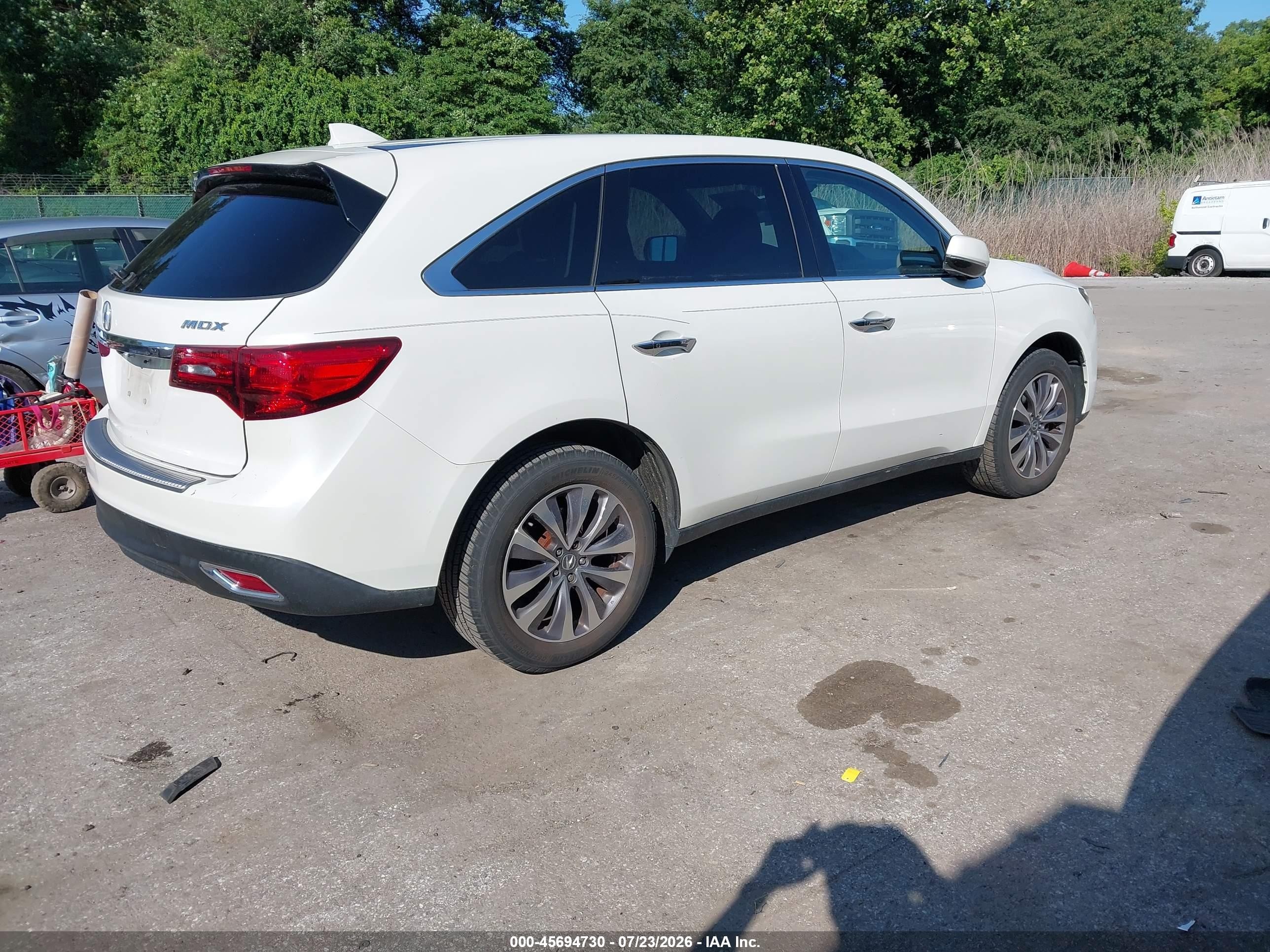 2014 Acura Mdx Technology Package White vin: 5FRYD3H46EB012404