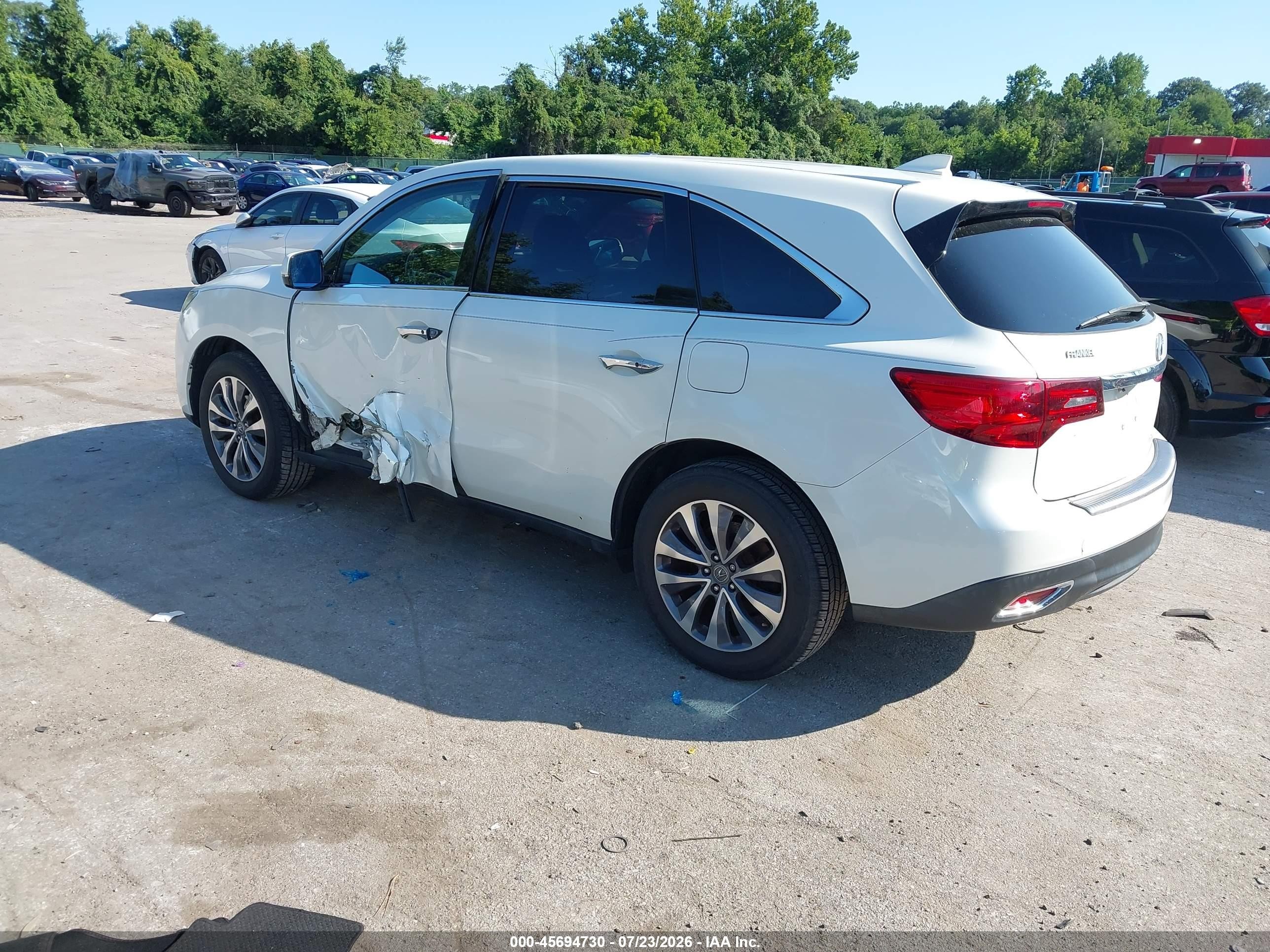 2014 Acura Mdx Technology Package White vin: 5FRYD3H46EB012404