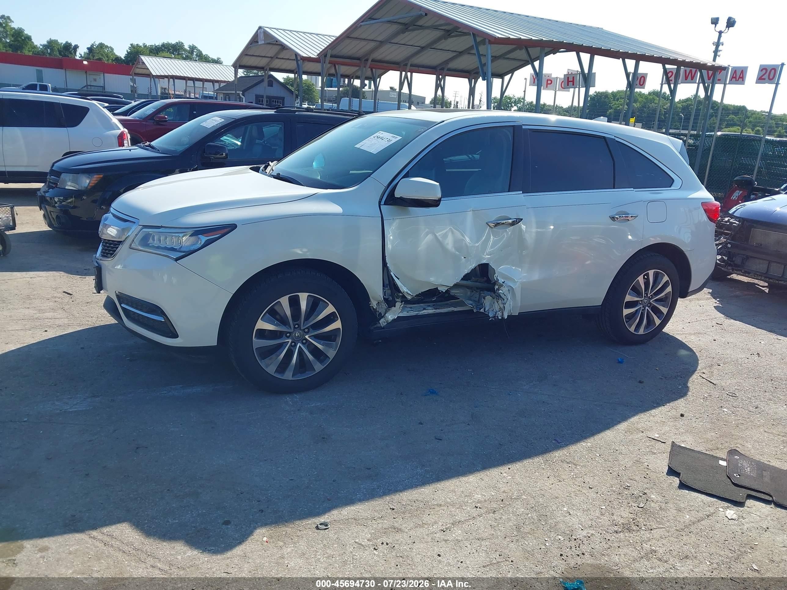 2014 Acura Mdx Technology Package White vin: 5FRYD3H46EB012404