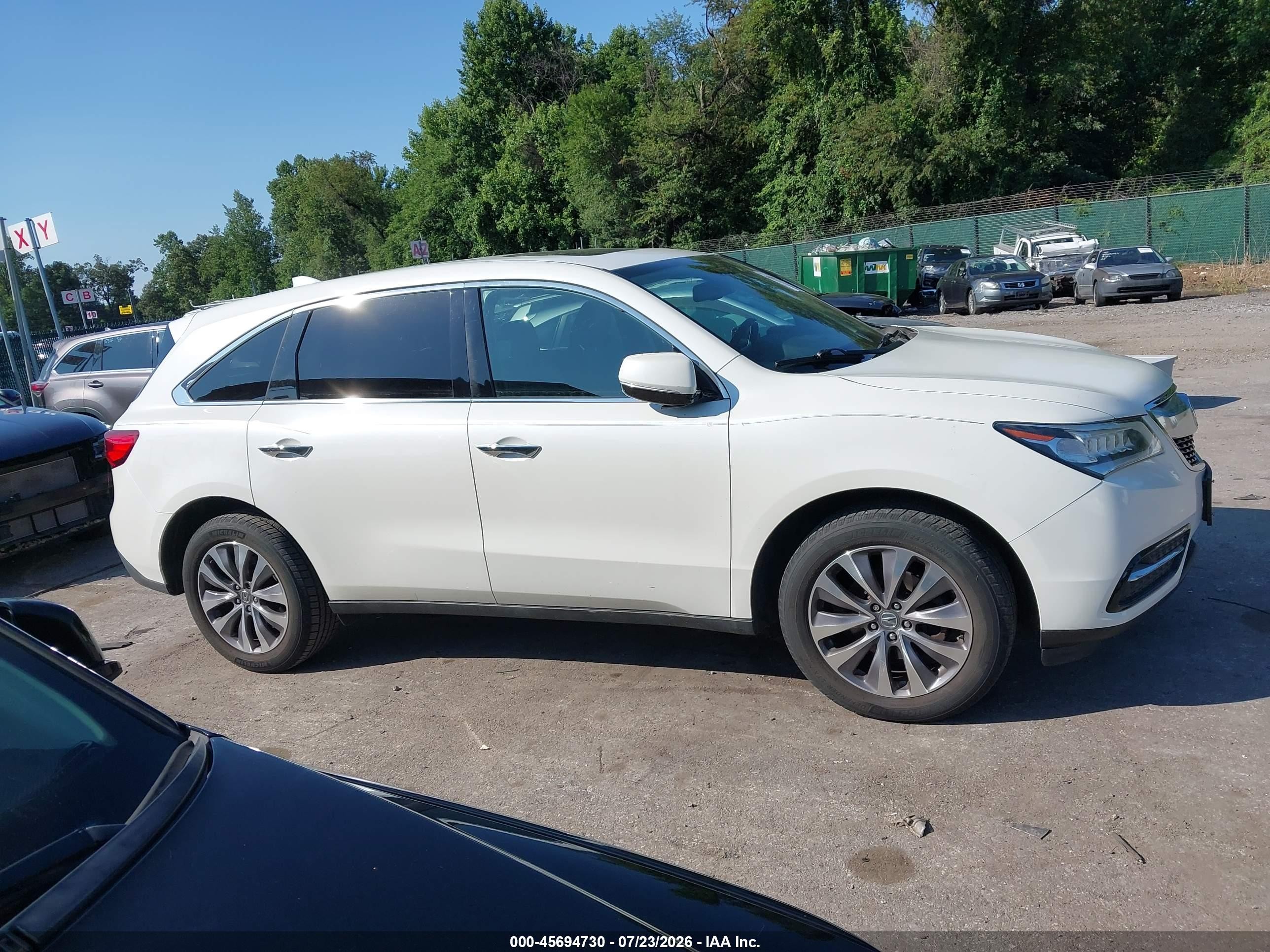 2014 Acura Mdx Technology Package White vin: 5FRYD3H46EB012404