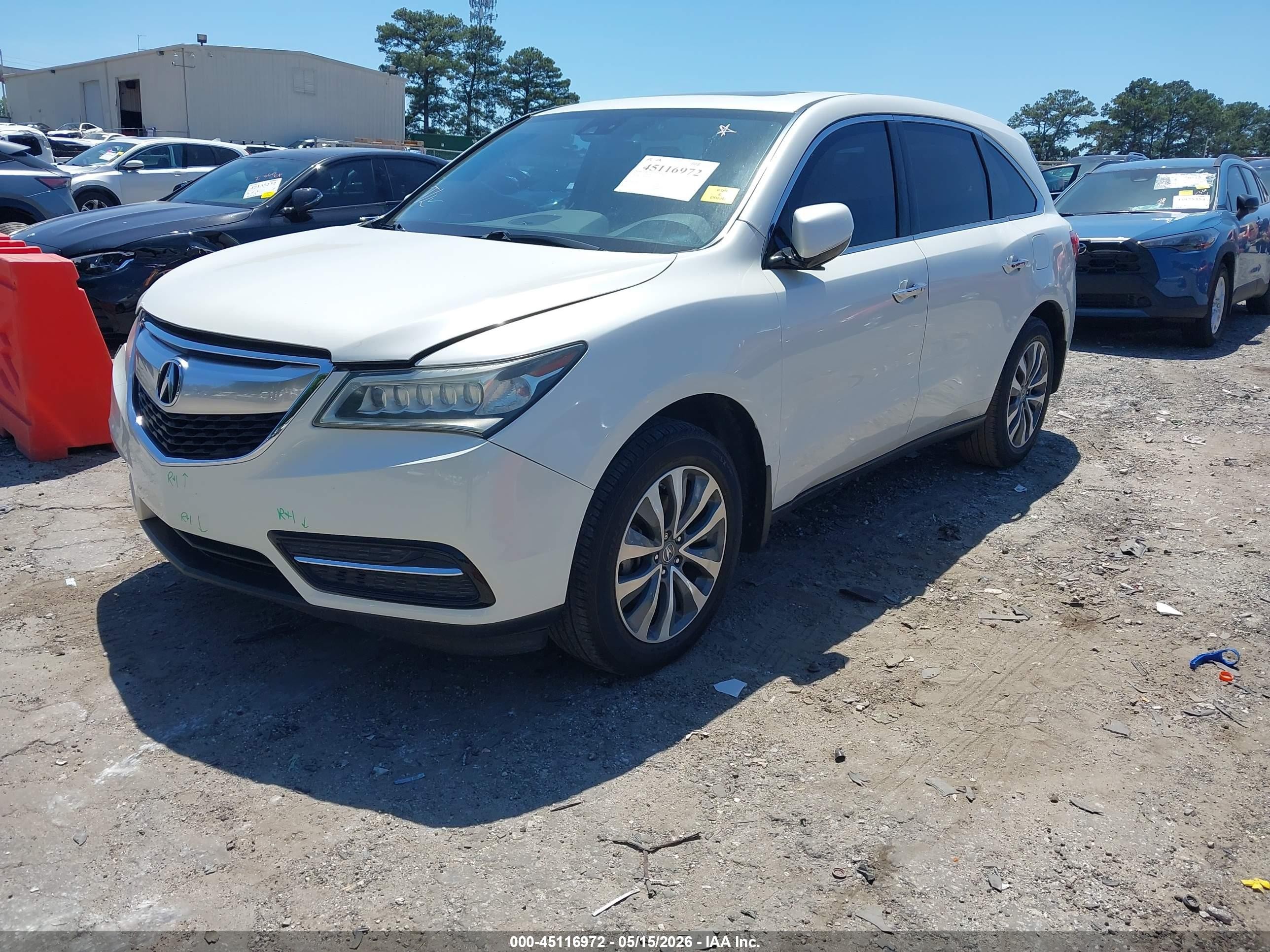 2015 Acura Mdx Technology Package White vin: 5FRYD3H49FB010907