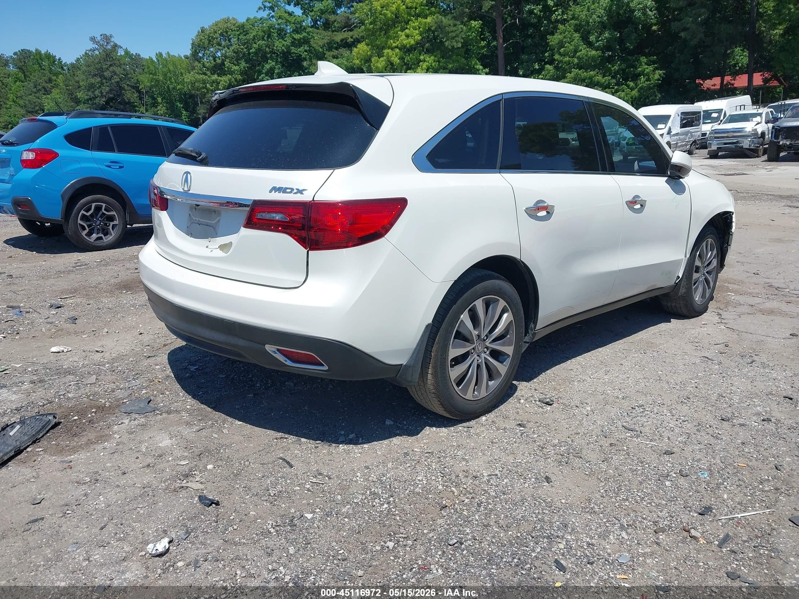 2015 Acura Mdx Technology Package White vin: 5FRYD3H49FB010907