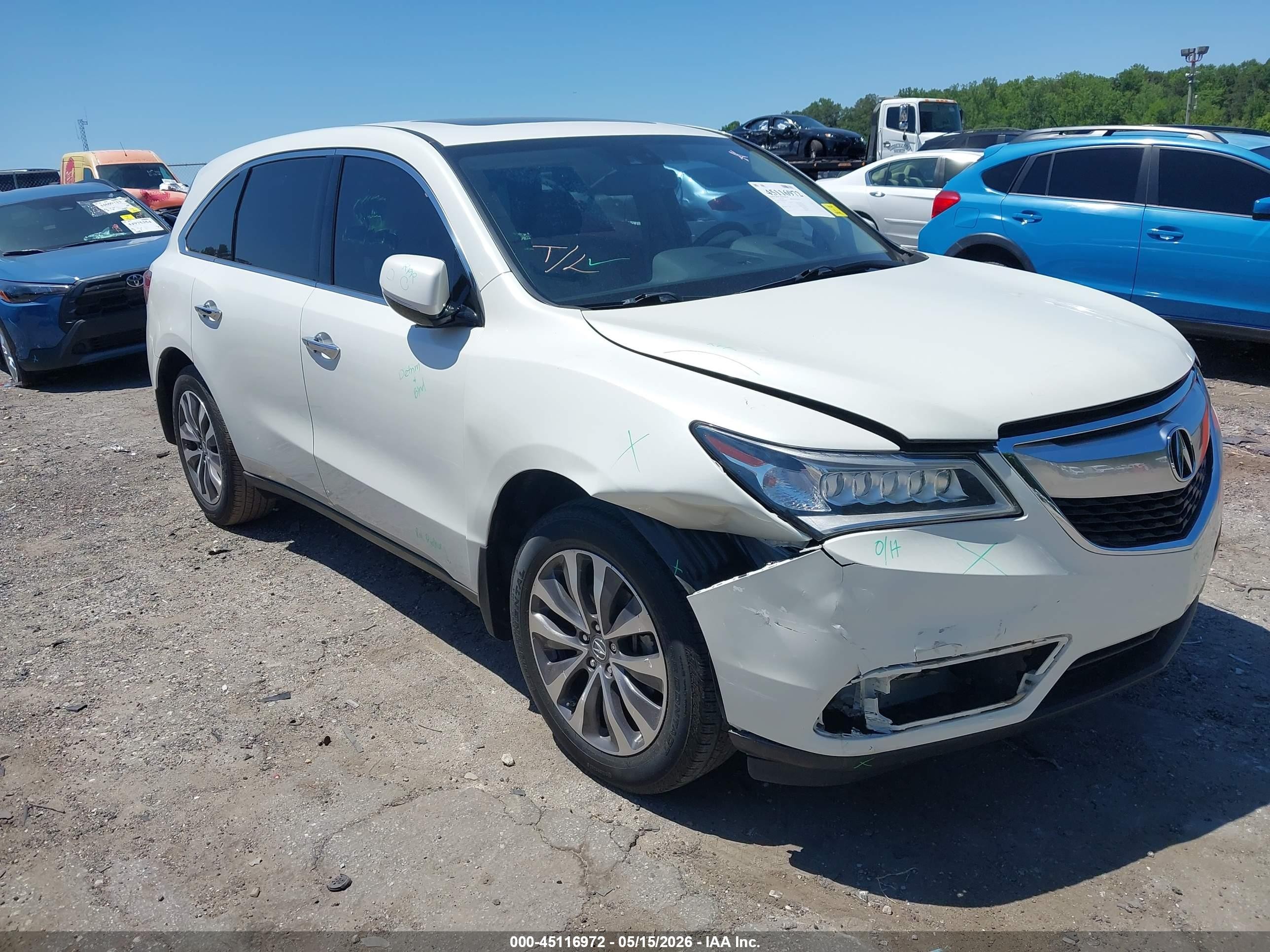 2015 Acura Mdx Technology Package White vin: 5FRYD3H49FB010907