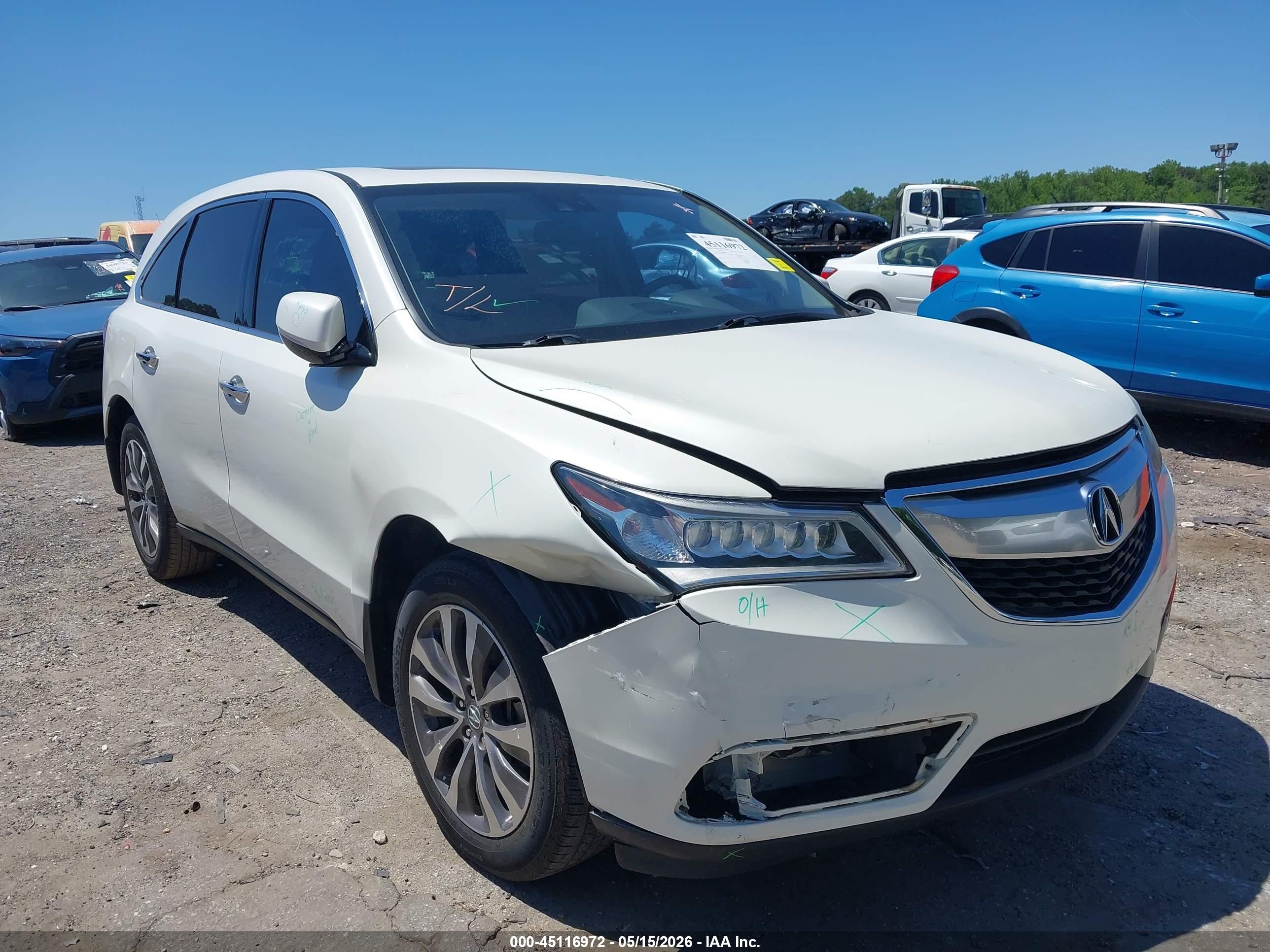 2015 Acura Mdx Technology Package White vin: 5FRYD3H49FB010907