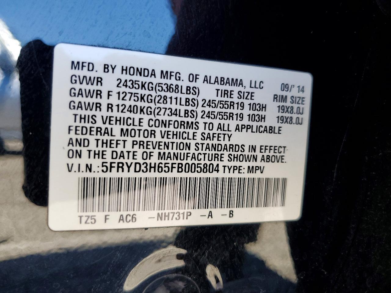 2015 Acura Mdx Technology Black vin: 5FRYD3H65FB005804