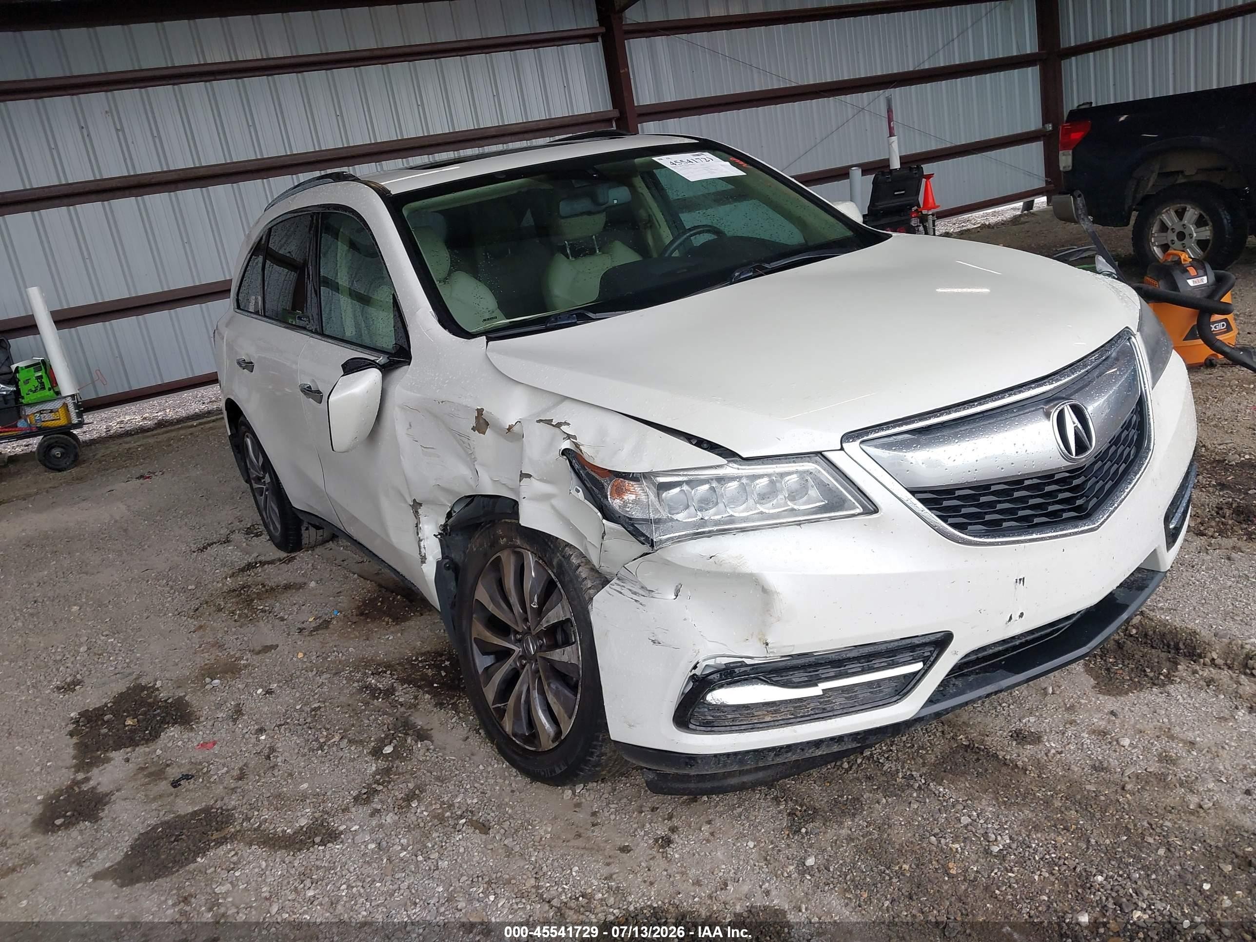 2014 Acura Mdx Tech/entertainment Pkg White vin: 5FRYD3H66EB017880