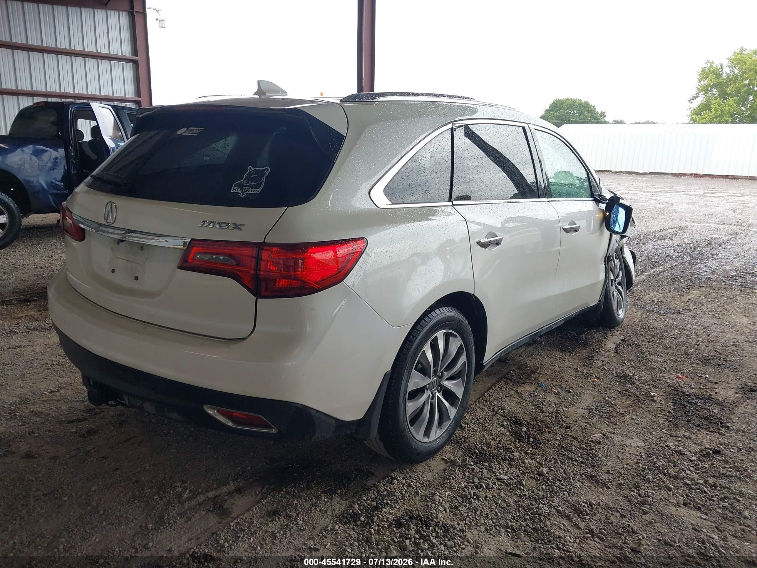 2014 Acura Mdx Tech/entertainment Pkg White vin: 5FRYD3H66EB017880