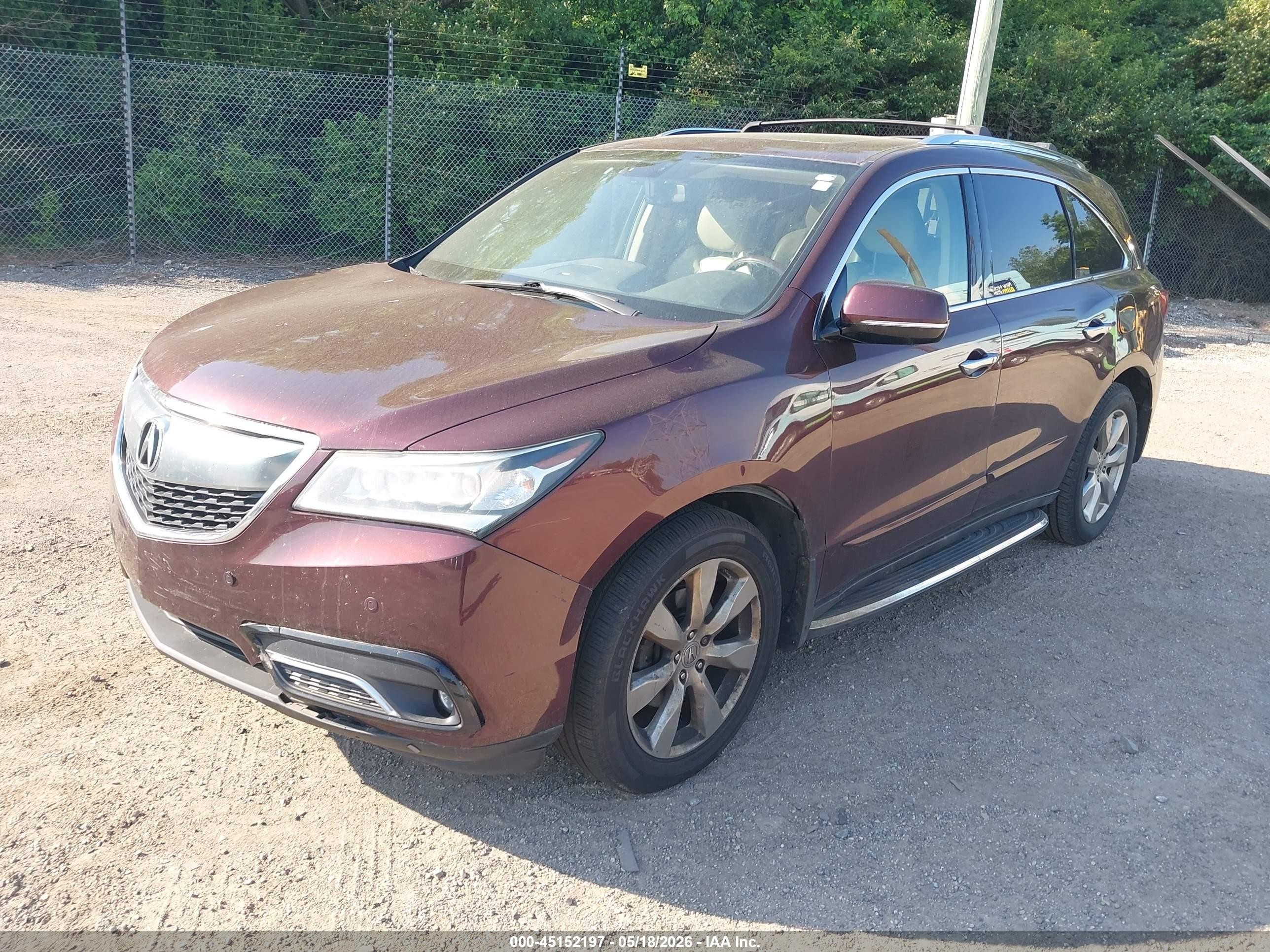 2014 Acura Mdx Advance Pkg W/entertainment Pkg Burgundy vin: 5FRYD3H80EB019240