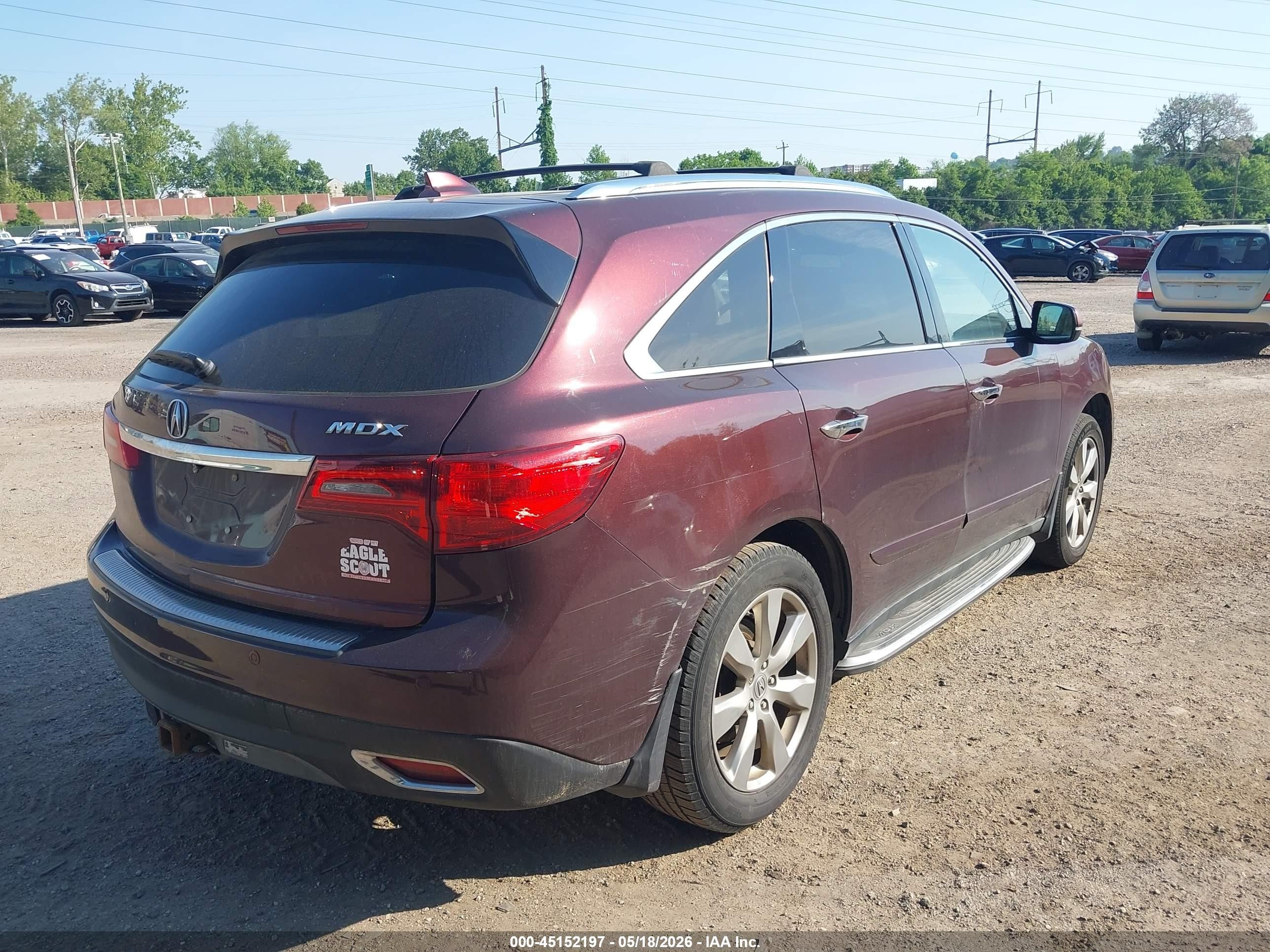 2014 Acura Mdx Advance Pkg W/entertainment Pkg Burgundy vin: 5FRYD3H80EB019240