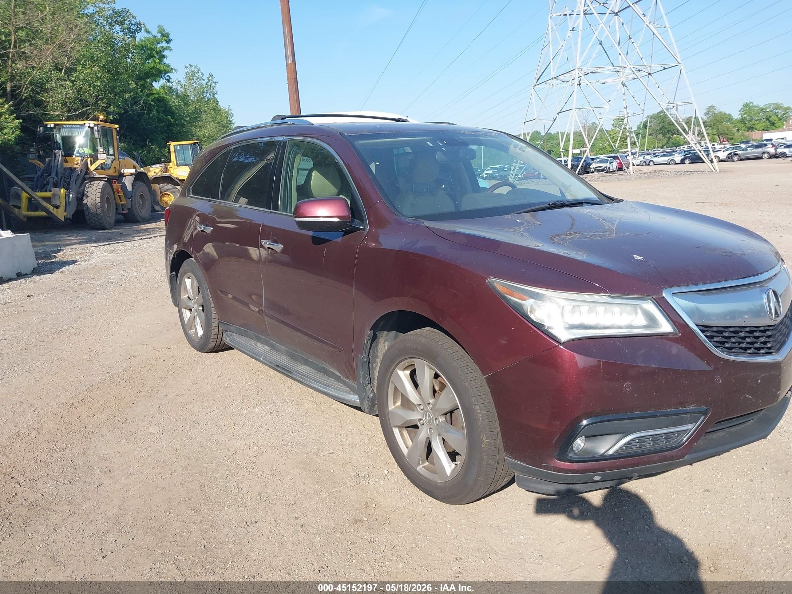 2014 Acura Mdx Advance Pkg W/entertainment Pkg Бордовый vin: 5FRYD3H80EB019240