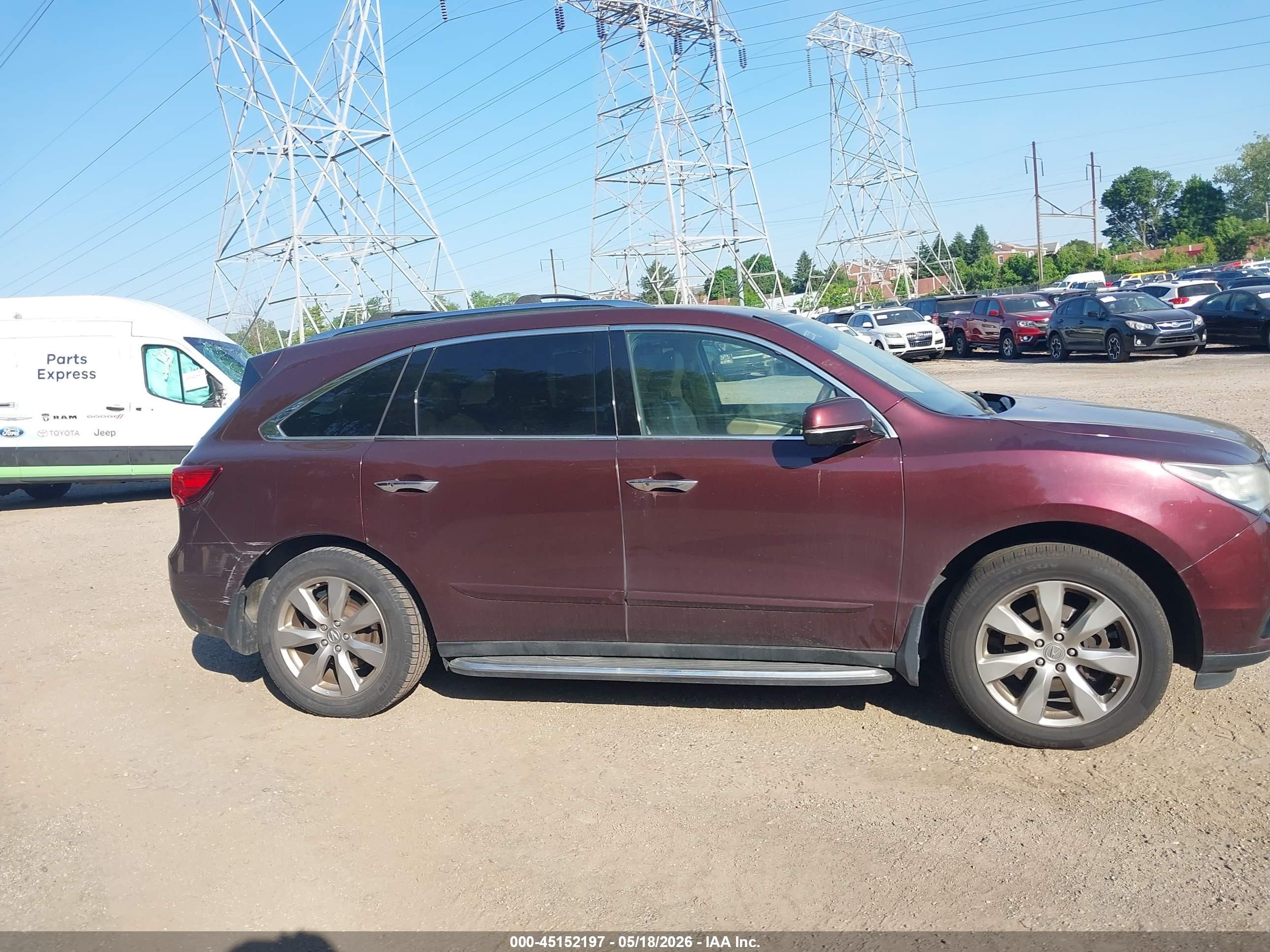 2014 Acura Mdx Advance Pkg W/entertainment Pkg Burgundy vin: 5FRYD3H80EB019240