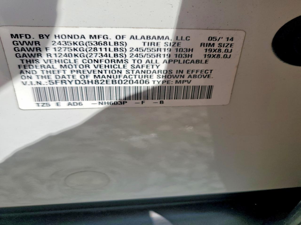 2014 Acura Mdx Advance White vin: 5FRYD3H82EB020406