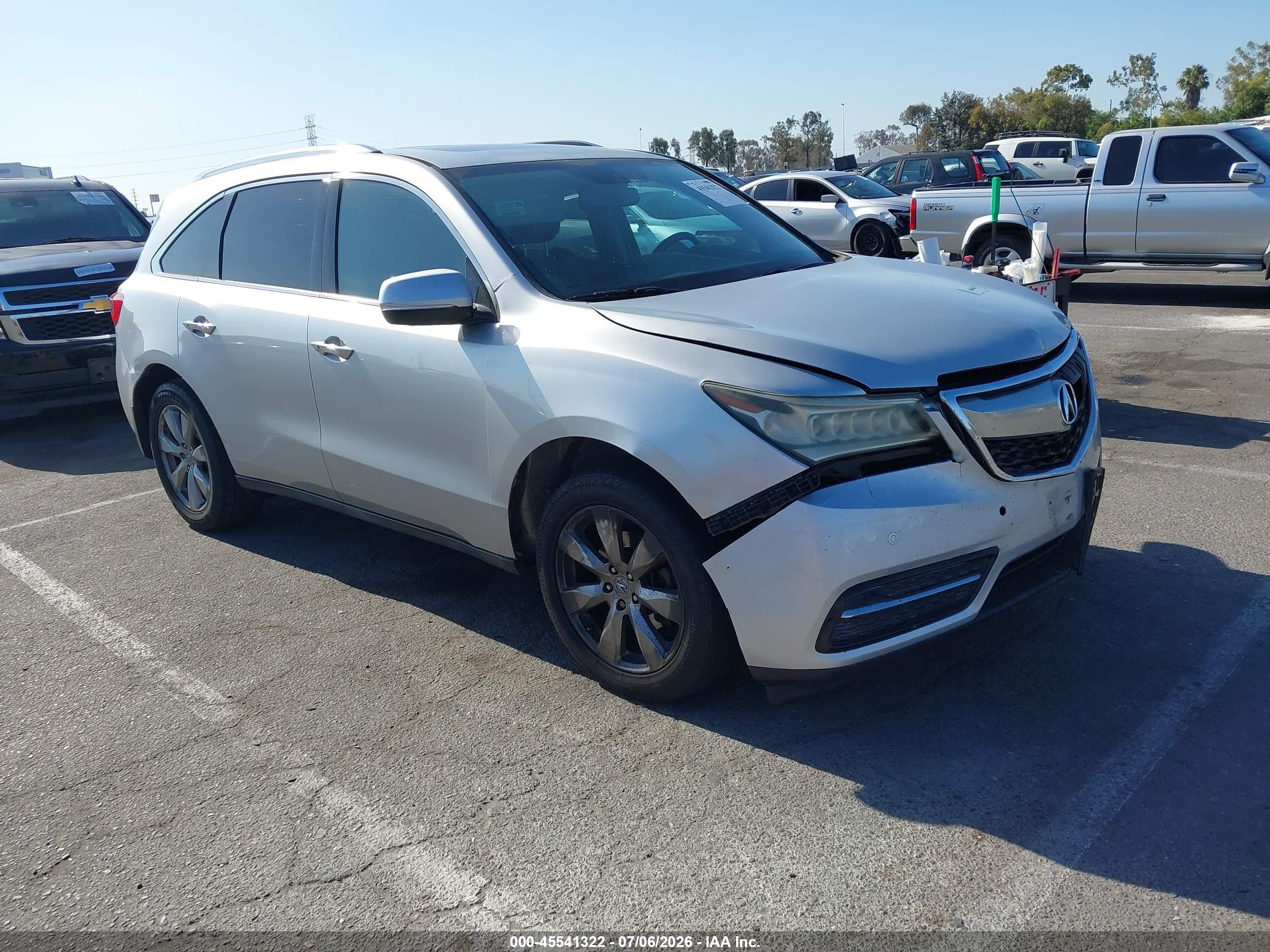 2014 Acura Mdx Advance Pkg W/entertainment Pkg Silver vin: 5FRYD3H83EB006093