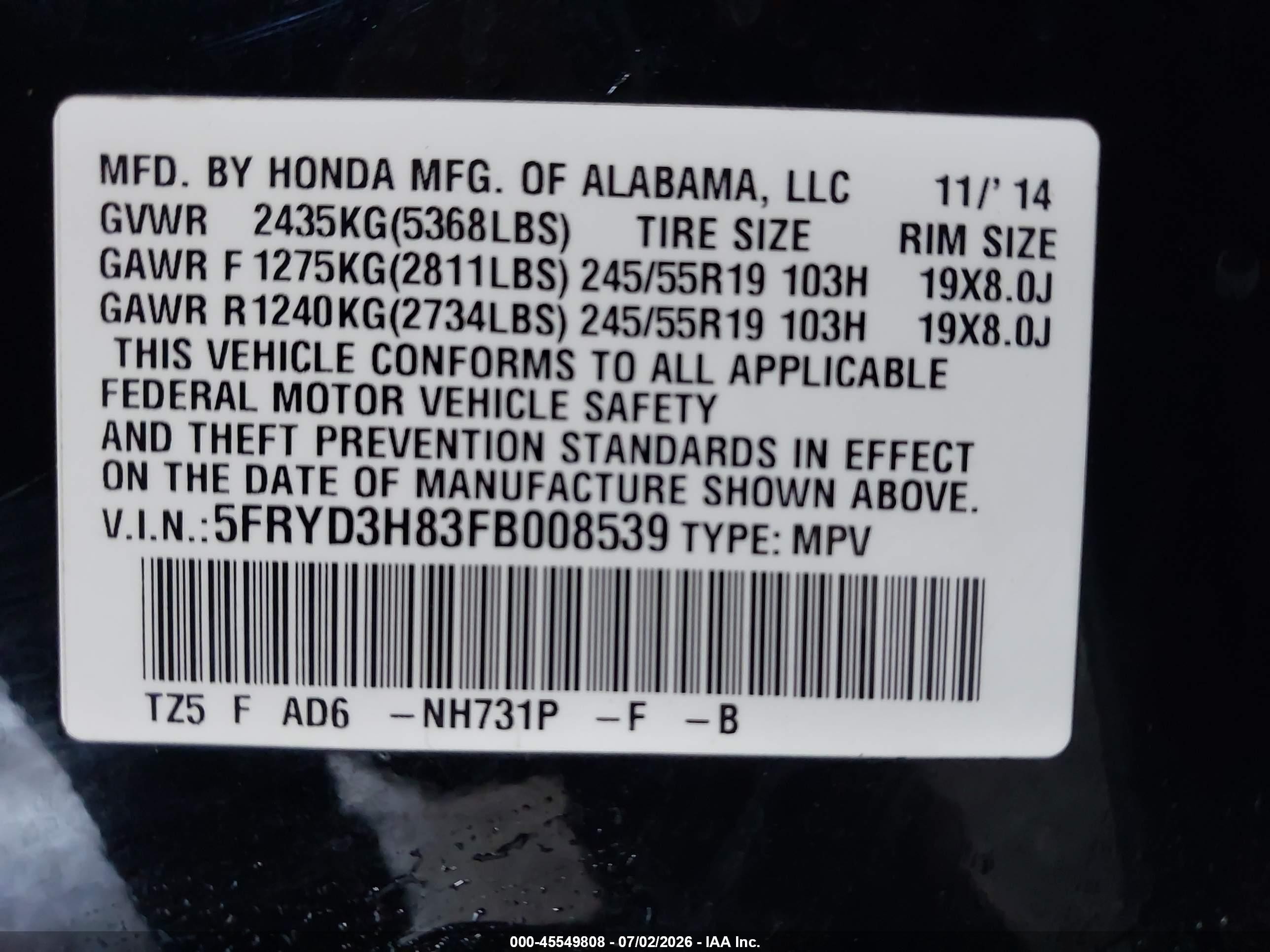 2015 Acura Mdx Advance Pkg W/entertainment Pkg Black vin: 5FRYD3H83FB008539
