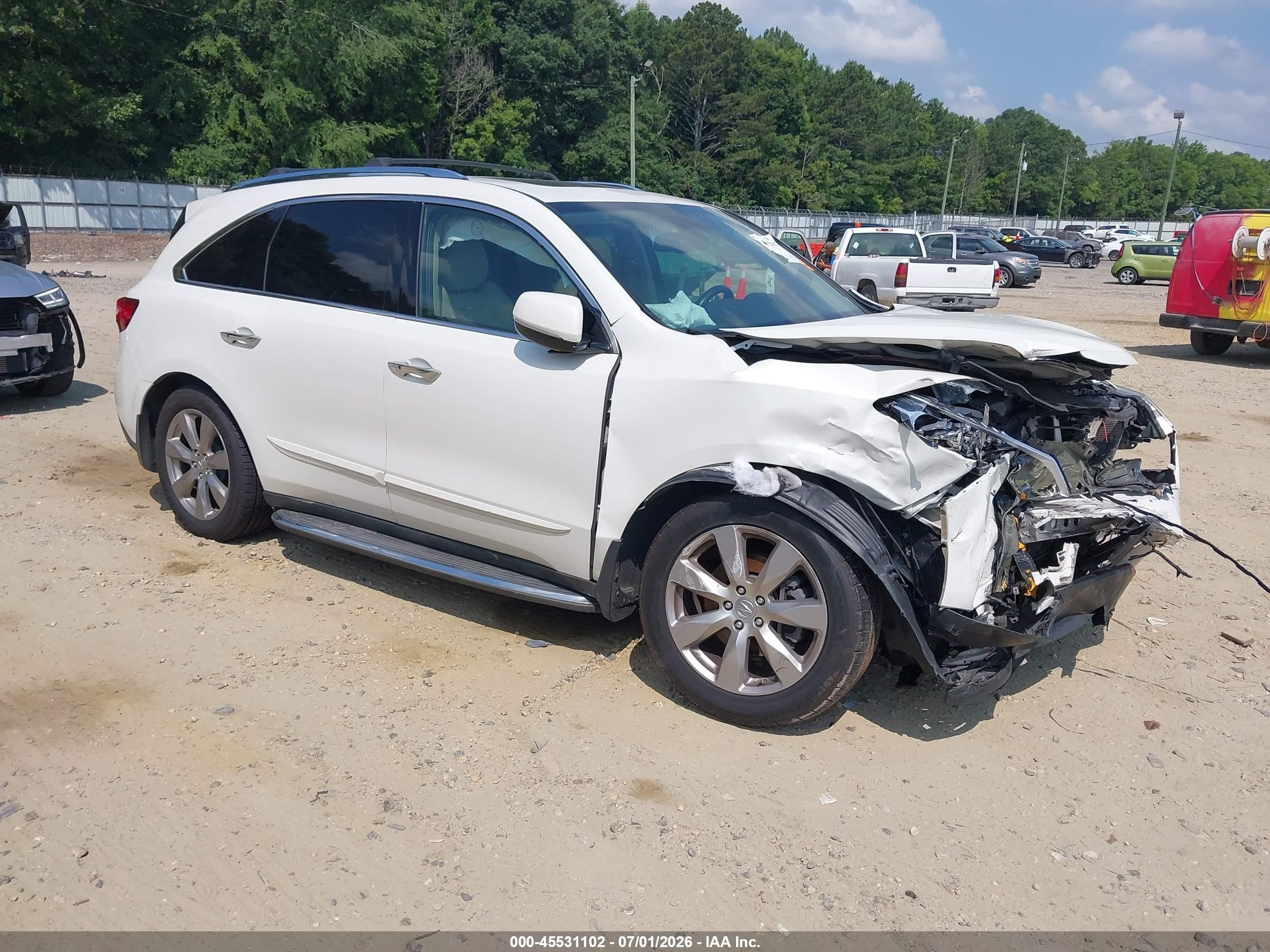 2014 Acura Mdx Advance Pkg W/entertainment Pkg White vin: 5FRYD3H84EB003963