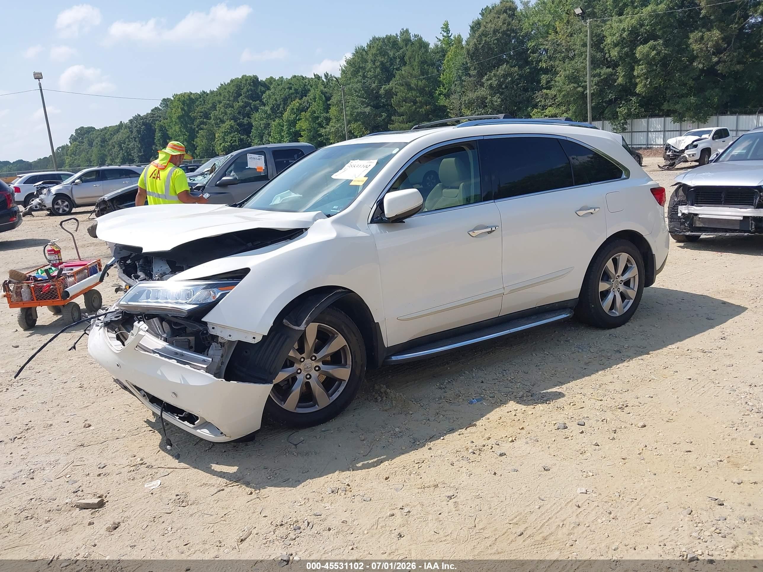 2014 Acura Mdx Advance Pkg W/entertainment Pkg White vin: 5FRYD3H84EB003963