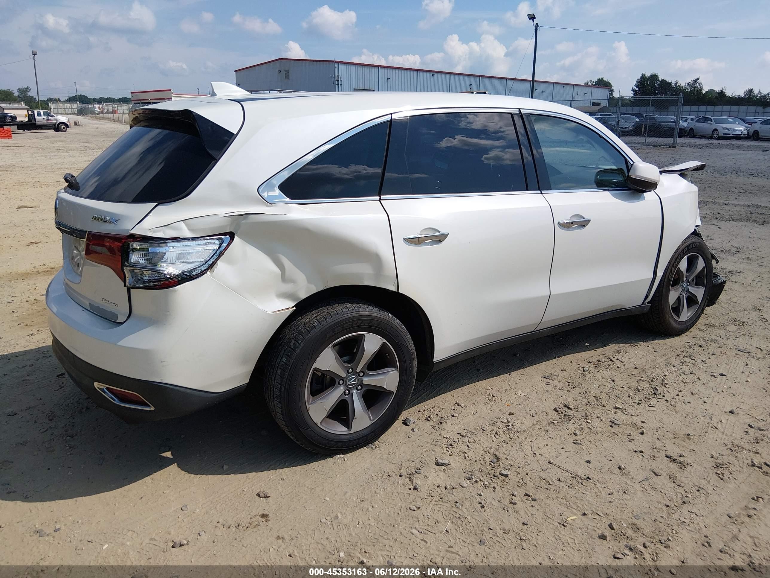 2014 Acura Mdx   White vin: 5FRYD4H20EB014699