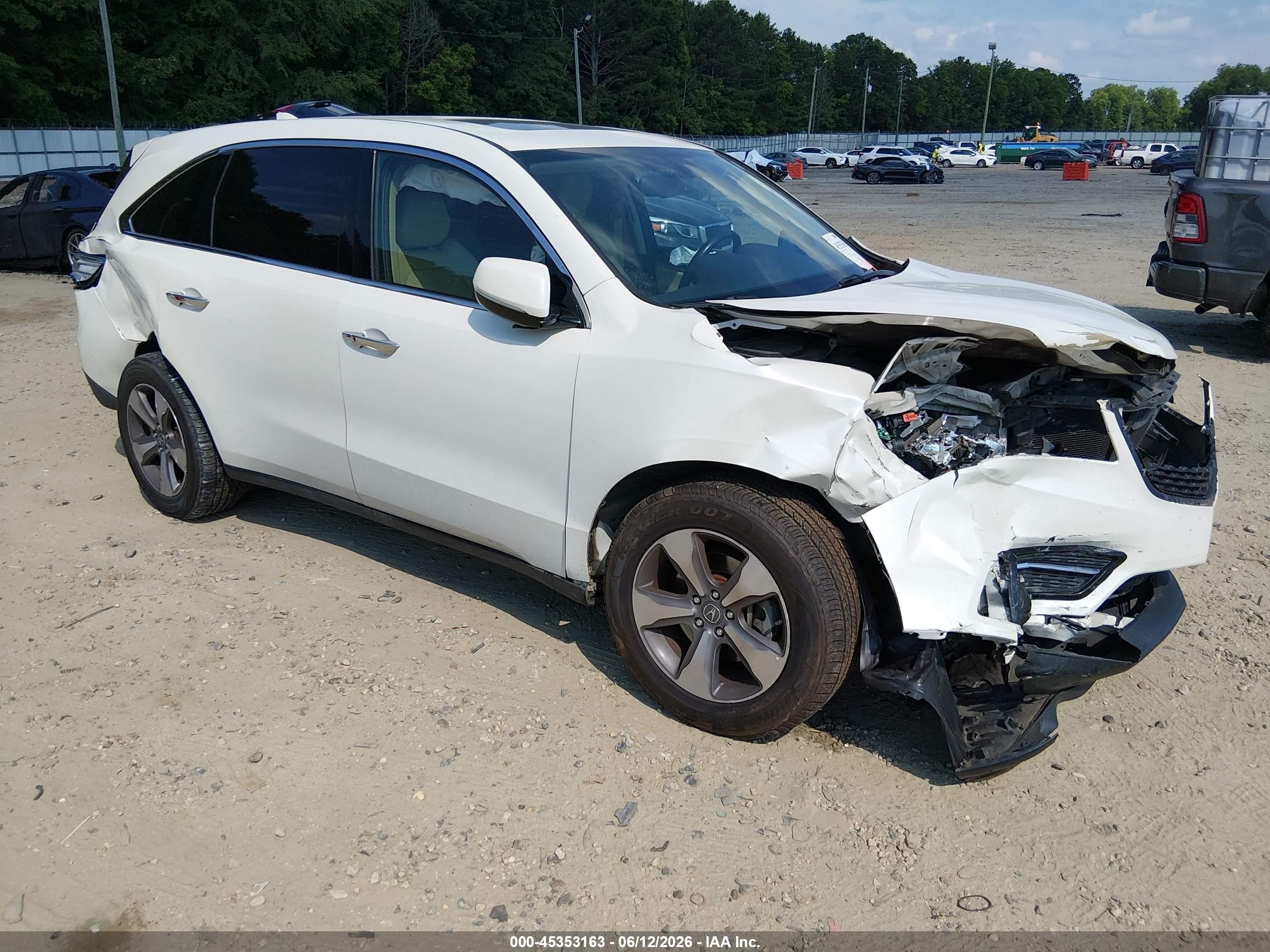 2014 Acura Mdx   White vin: 5FRYD4H20EB014699