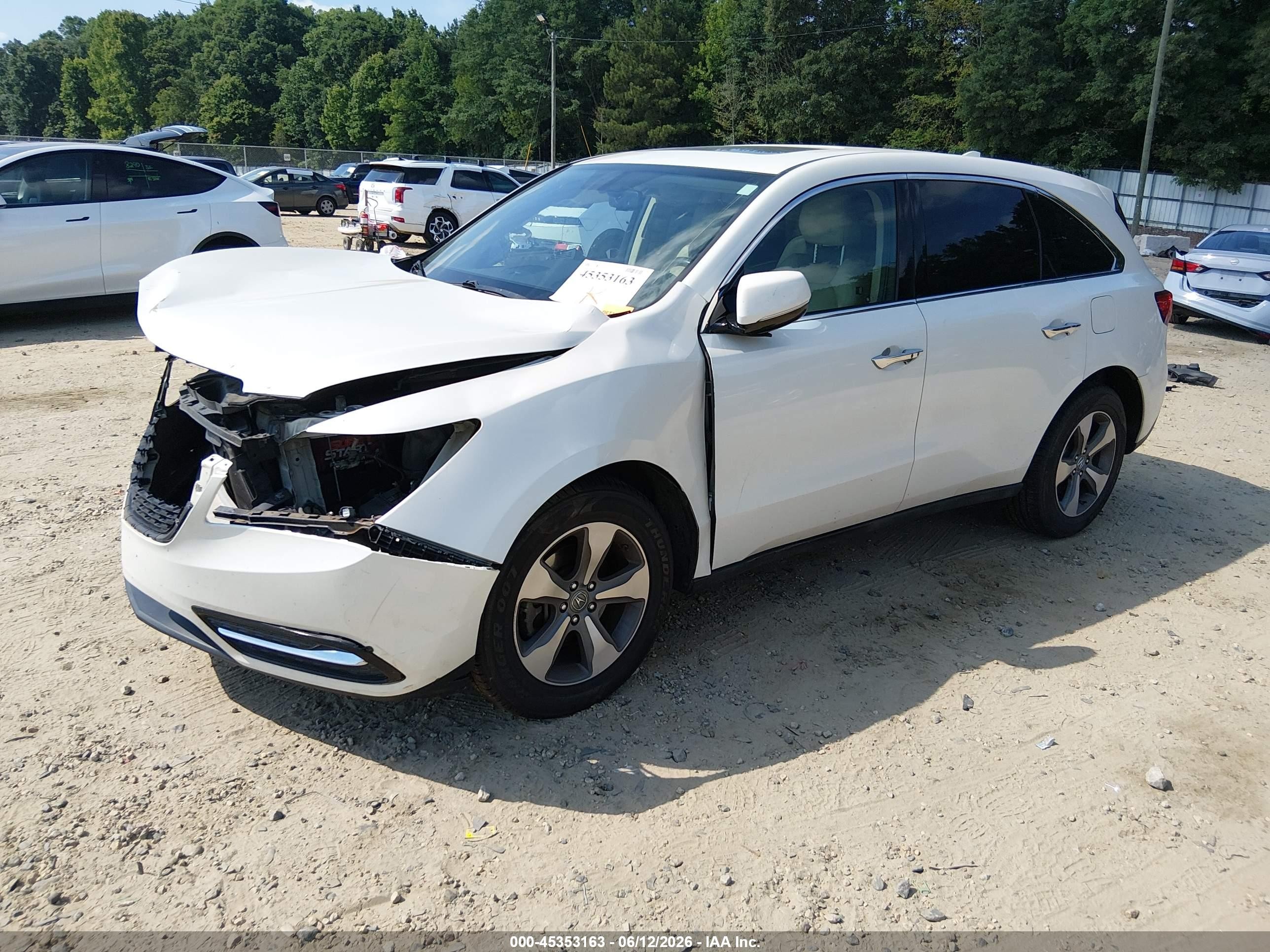 2014 Acura Mdx   White vin: 5FRYD4H20EB014699