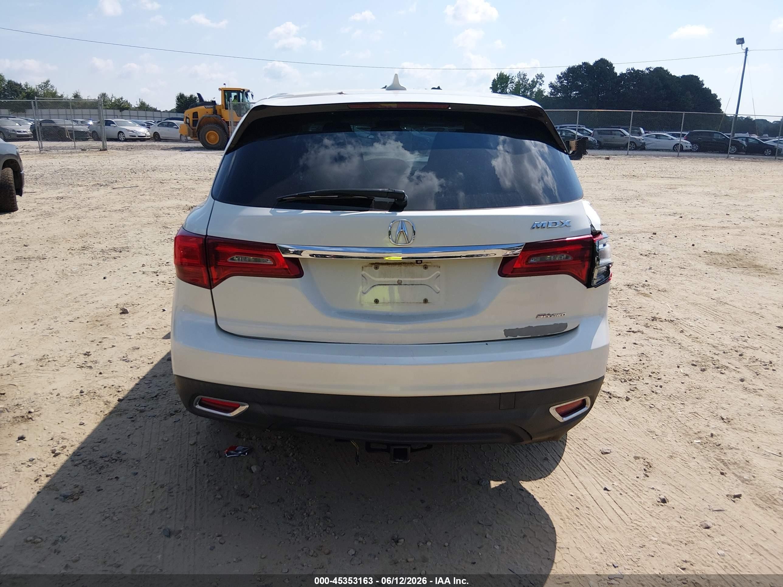 2014 Acura Mdx   White vin: 5FRYD4H20EB014699