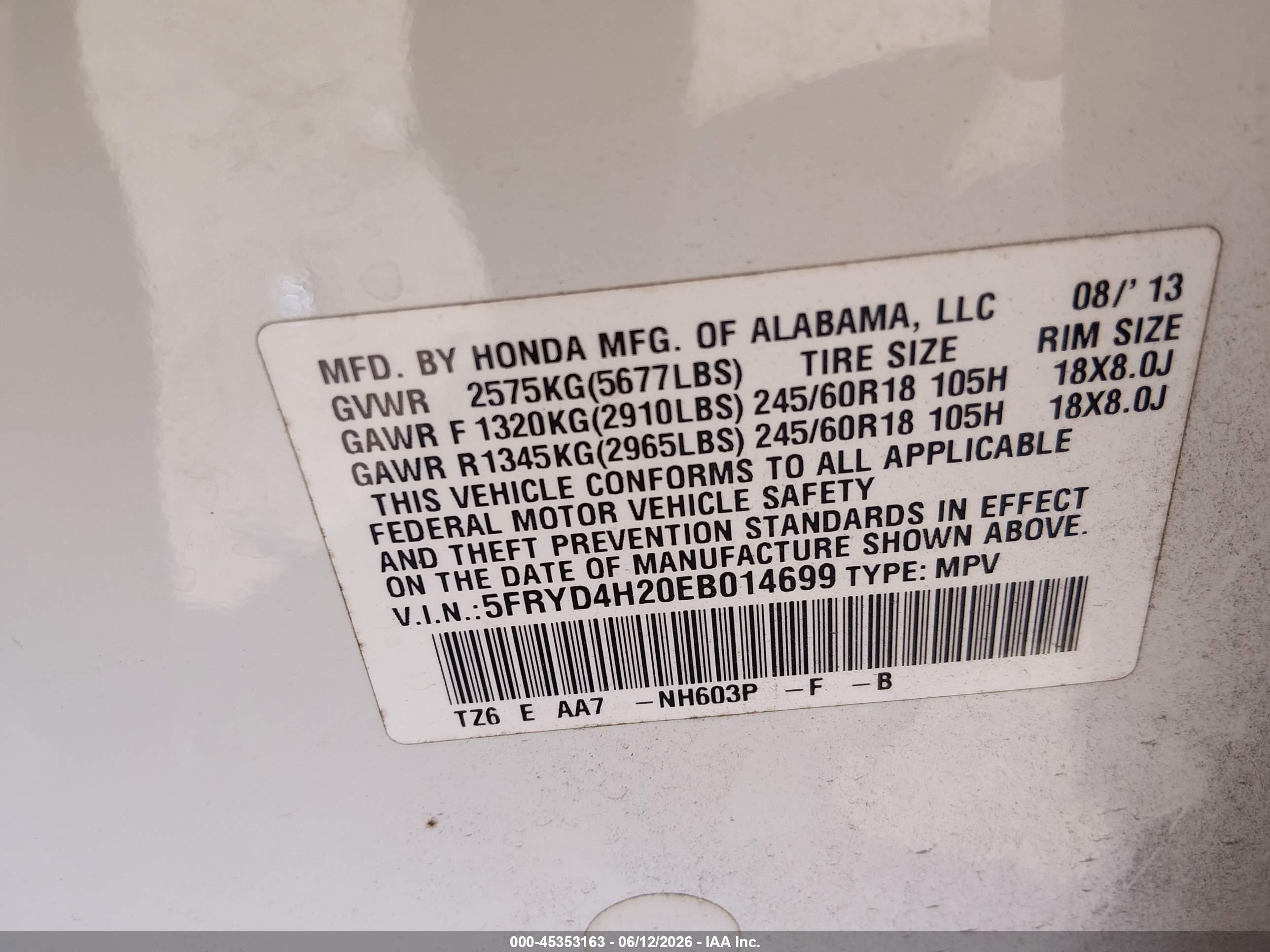 2014 Acura Mdx   White vin: 5FRYD4H20EB014699