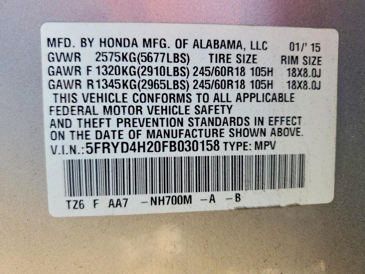 2015 Acura Mdx Silver vin: 5FRYD4H20FB030158