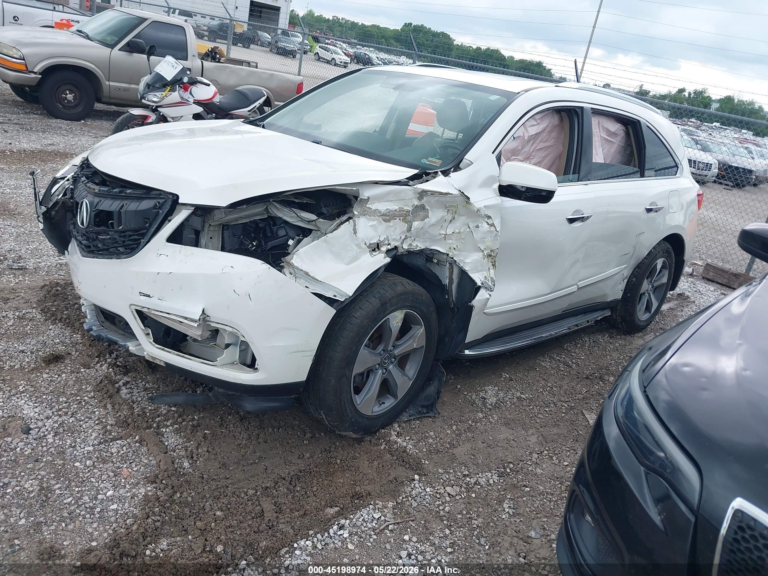 2014 Acura Mdx White vin: 5FRYD4H21EB023556