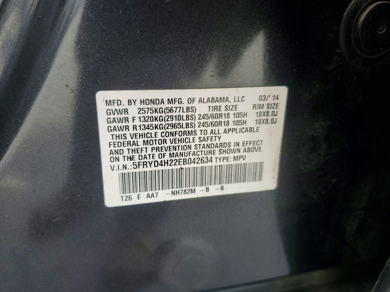 2014 Acura Mdx Gray vin: 5FRYD4H22EB042634