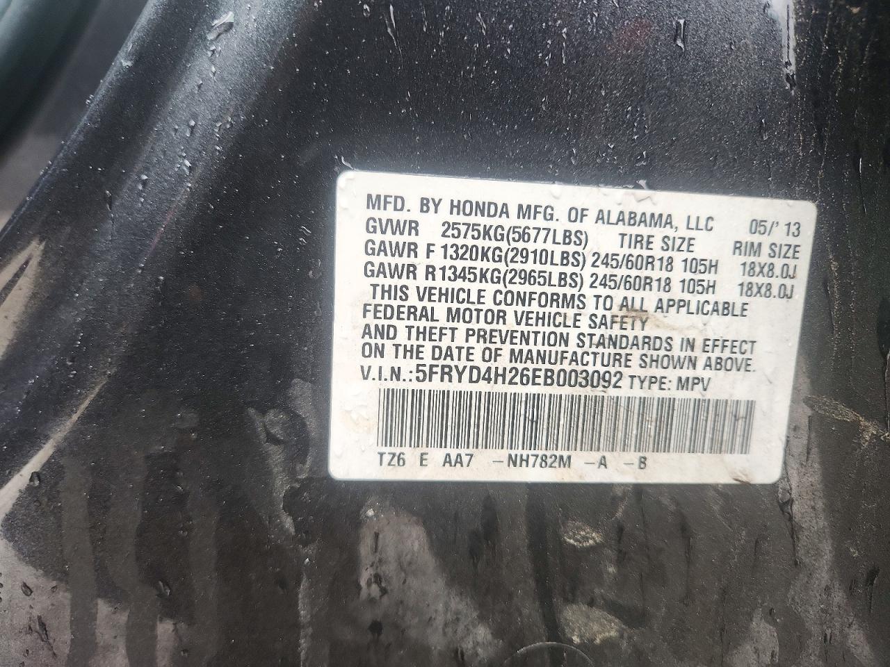 2014 Acura Mdx Charcoal vin: 5FRYD4H26EB003092